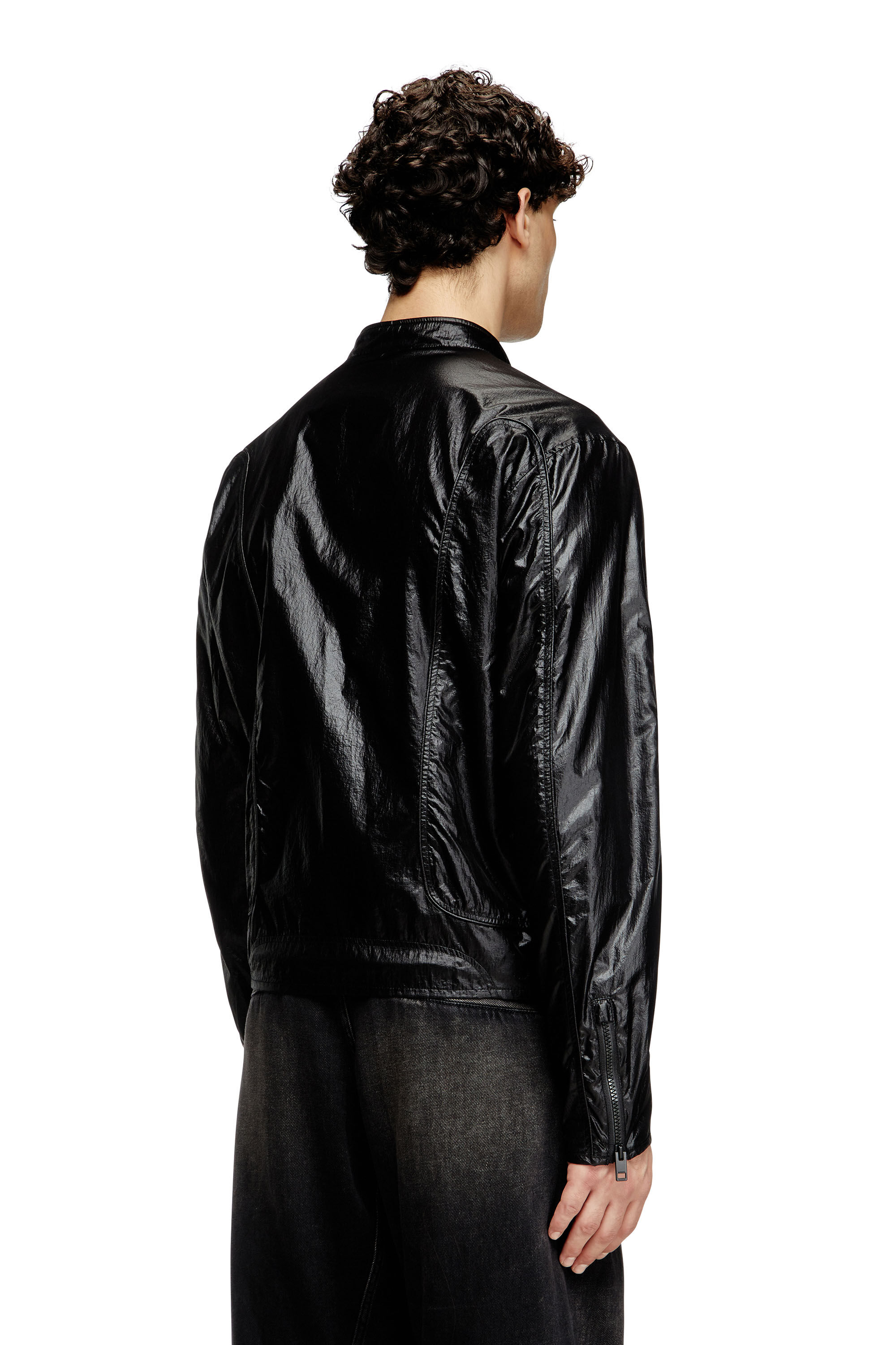 Diesel - J-CLAYS, Veste biker en ripstop brillant Homme in Noir - 5