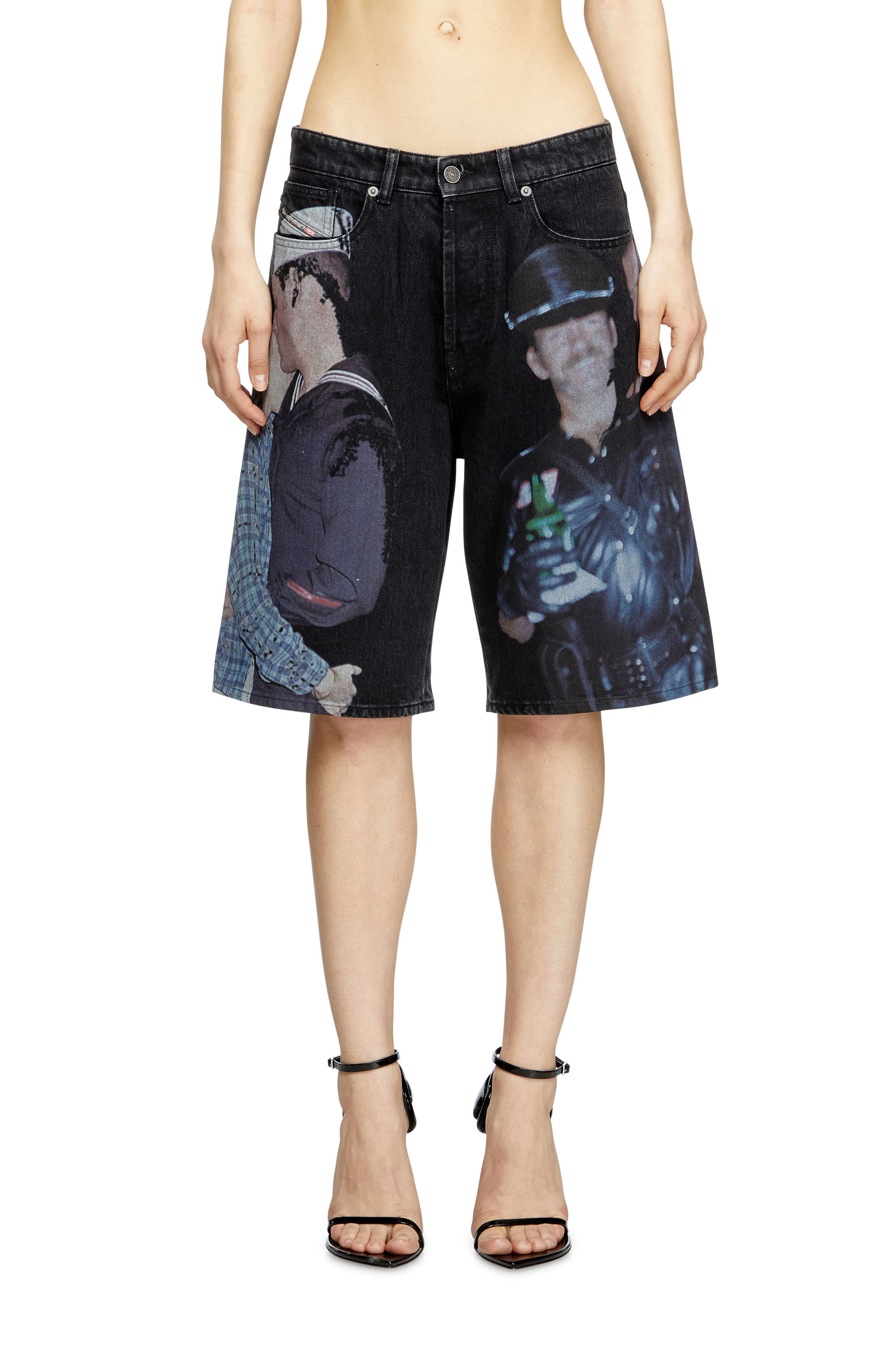 Diesel - PR-D-RIXFORD-S, Short en denim avec imprimé multicolore Mixte in Noir - 5