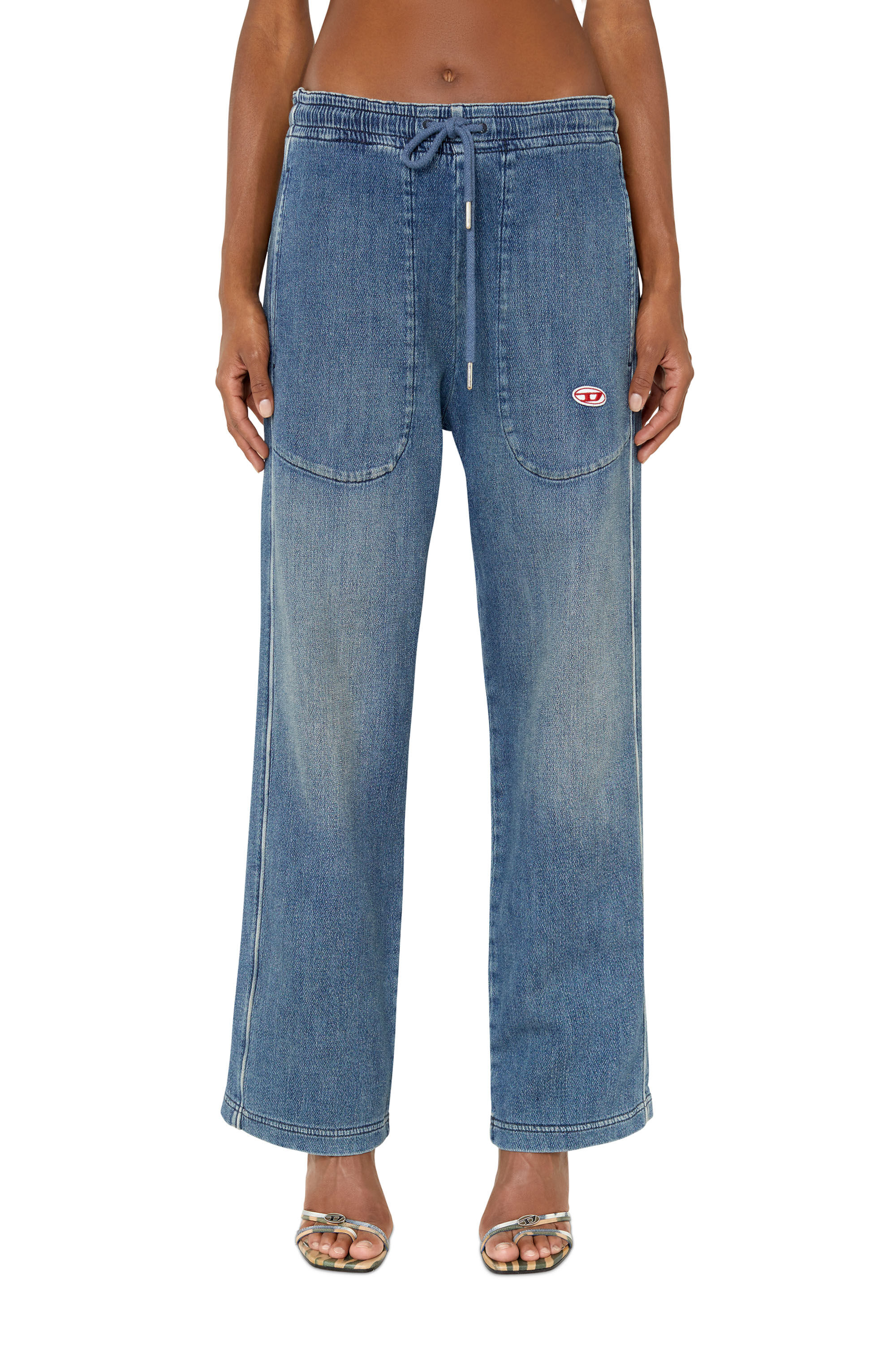 D-MARTIANS TRACK DENIM Woman: Straight blue Baggy Jeans | Diesel