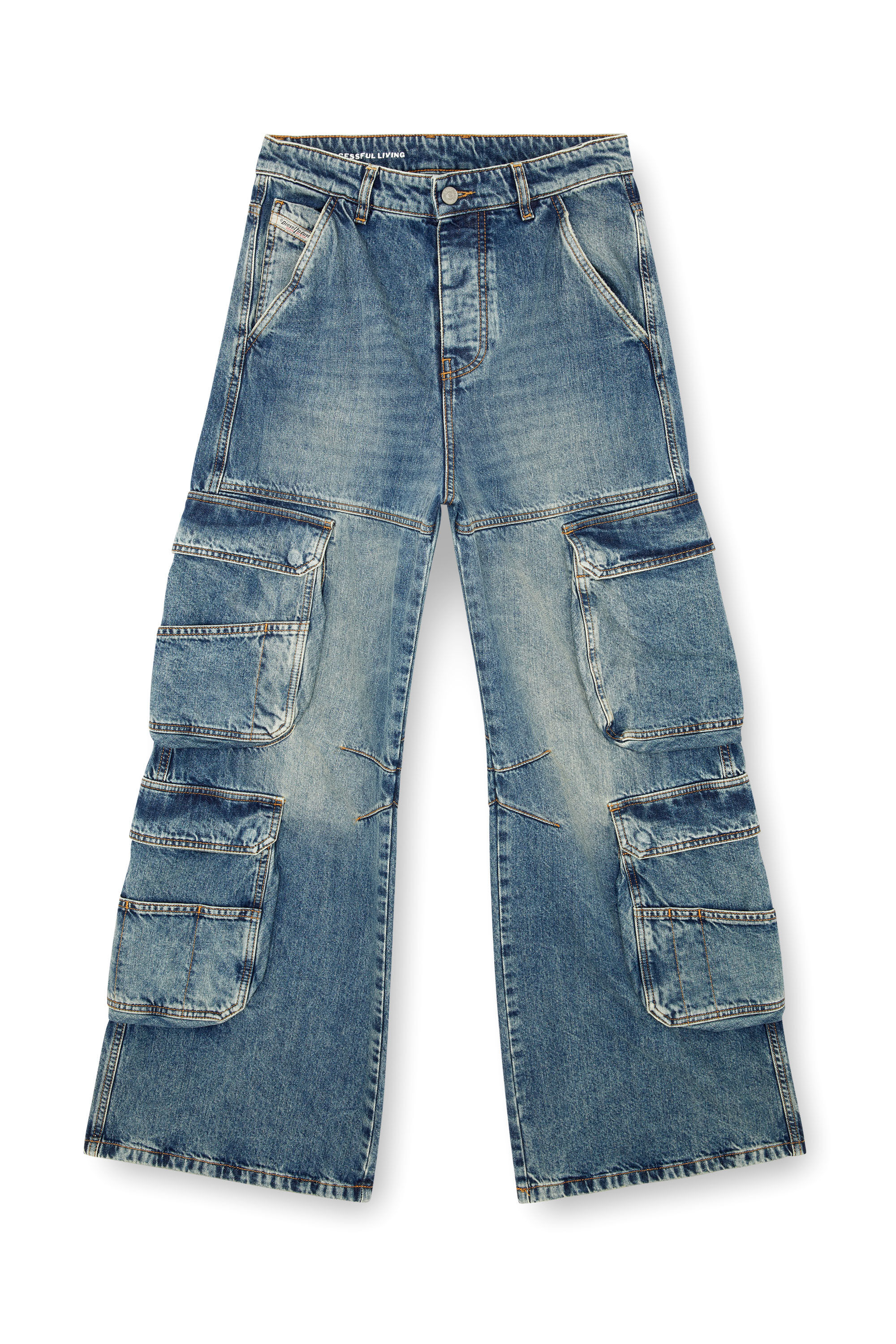 Denim jeans outlet with cargo pockets