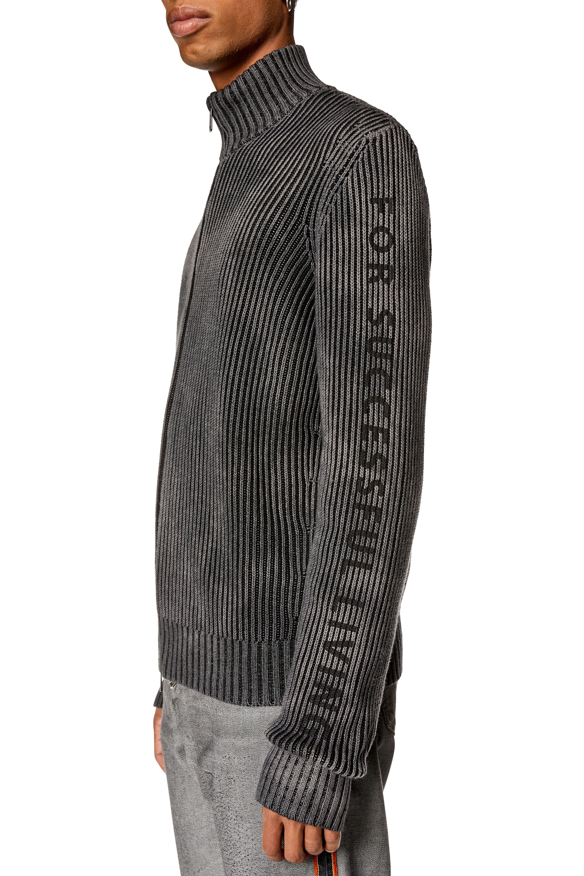 Men s Cotton zip up jumper with bad dye effect K ALONI Diesel