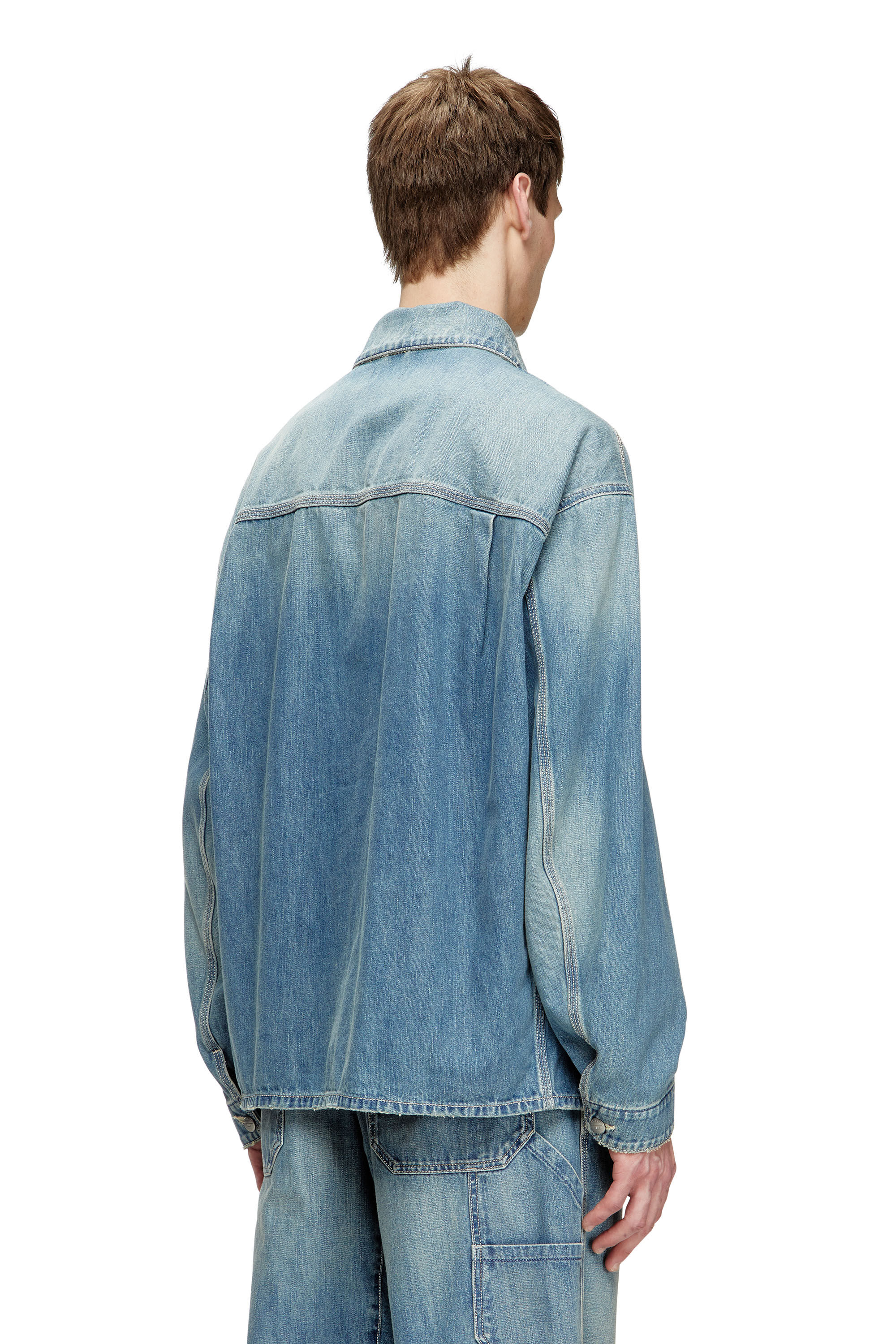 Diesel - D-STACK-U, Unisex's Utility-style denim jacket in Medium Blue - 5