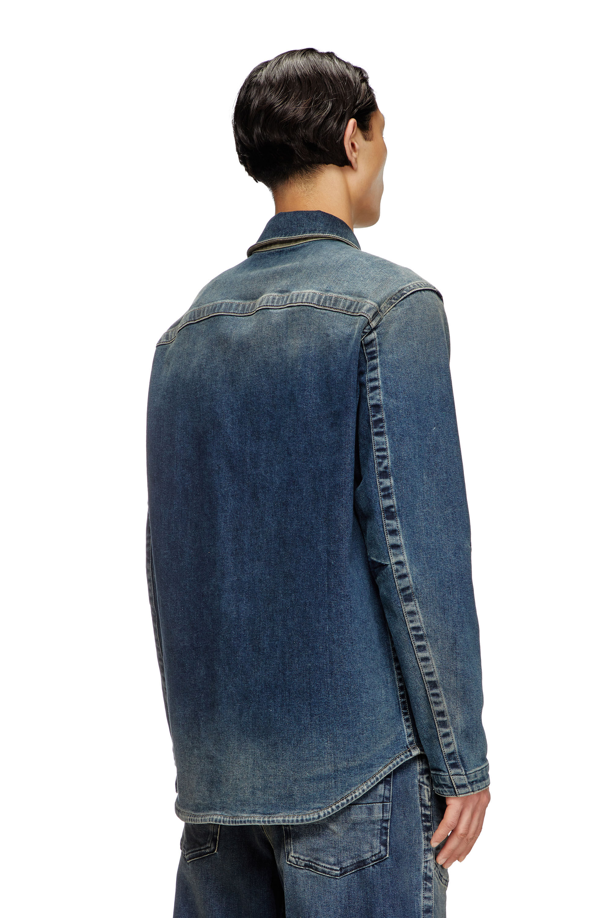 Diesel - D-SIMPLY-RE, Male's Zipped shirt in Rehab denim in Dark Blue - 5