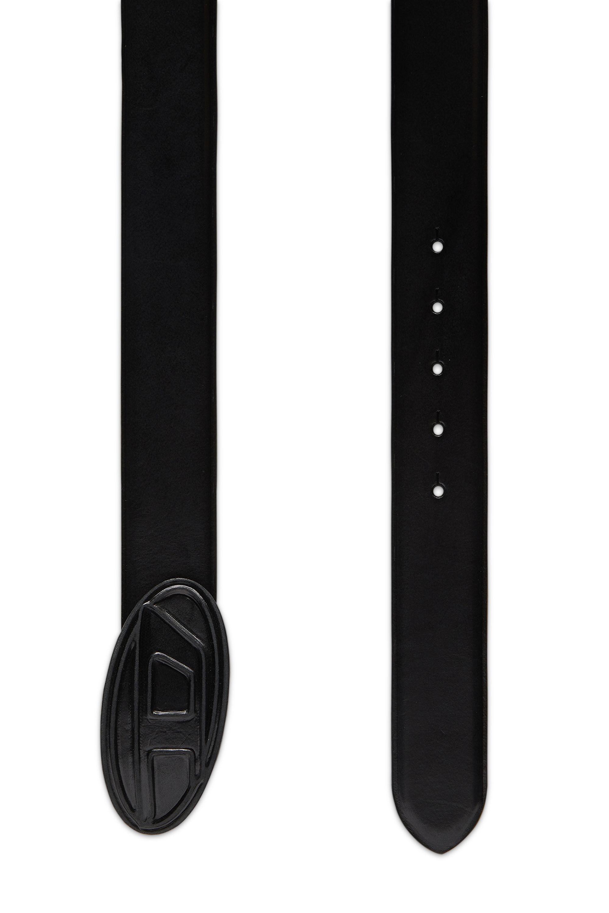 Men's Leather belt with leather-covered buckle | Black | Diesel