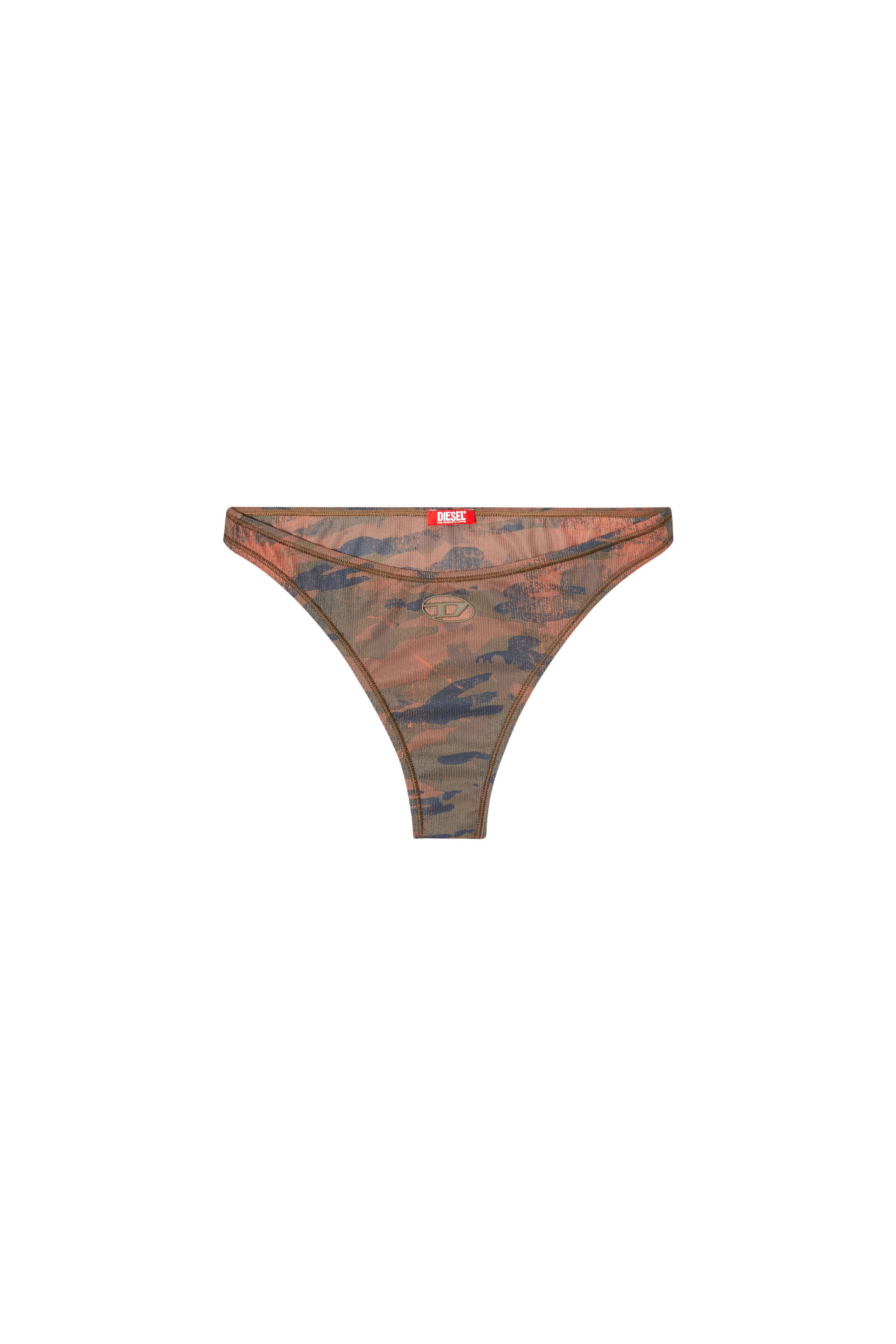 Diesel - BUNCHY-UTLT, Female's Camo bikini bottoms with cut-out logo in Brown - 4