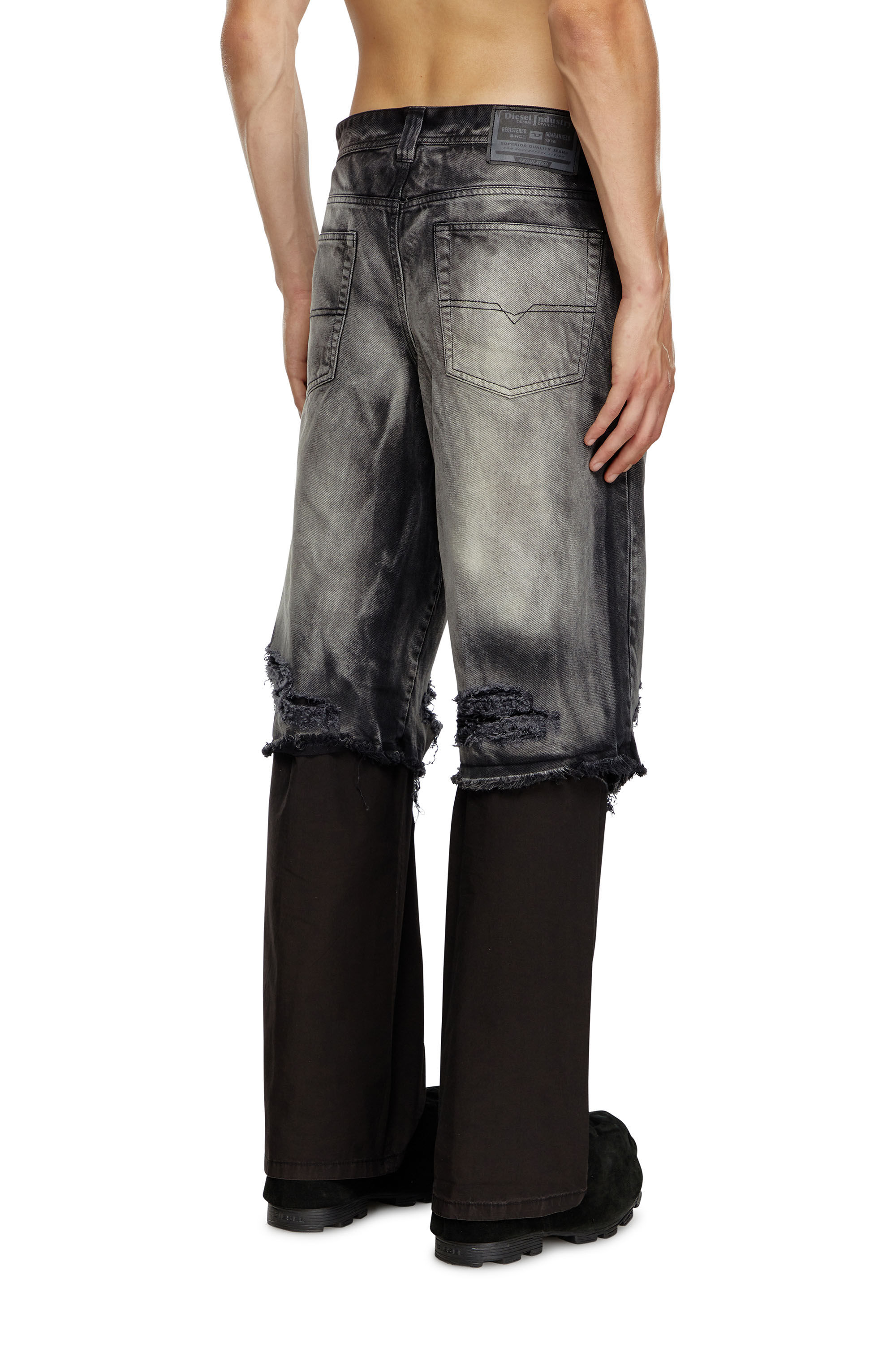 Diesel - P-HANS, Male's 5-pocket pants with layered leg in Black/Grey - 5