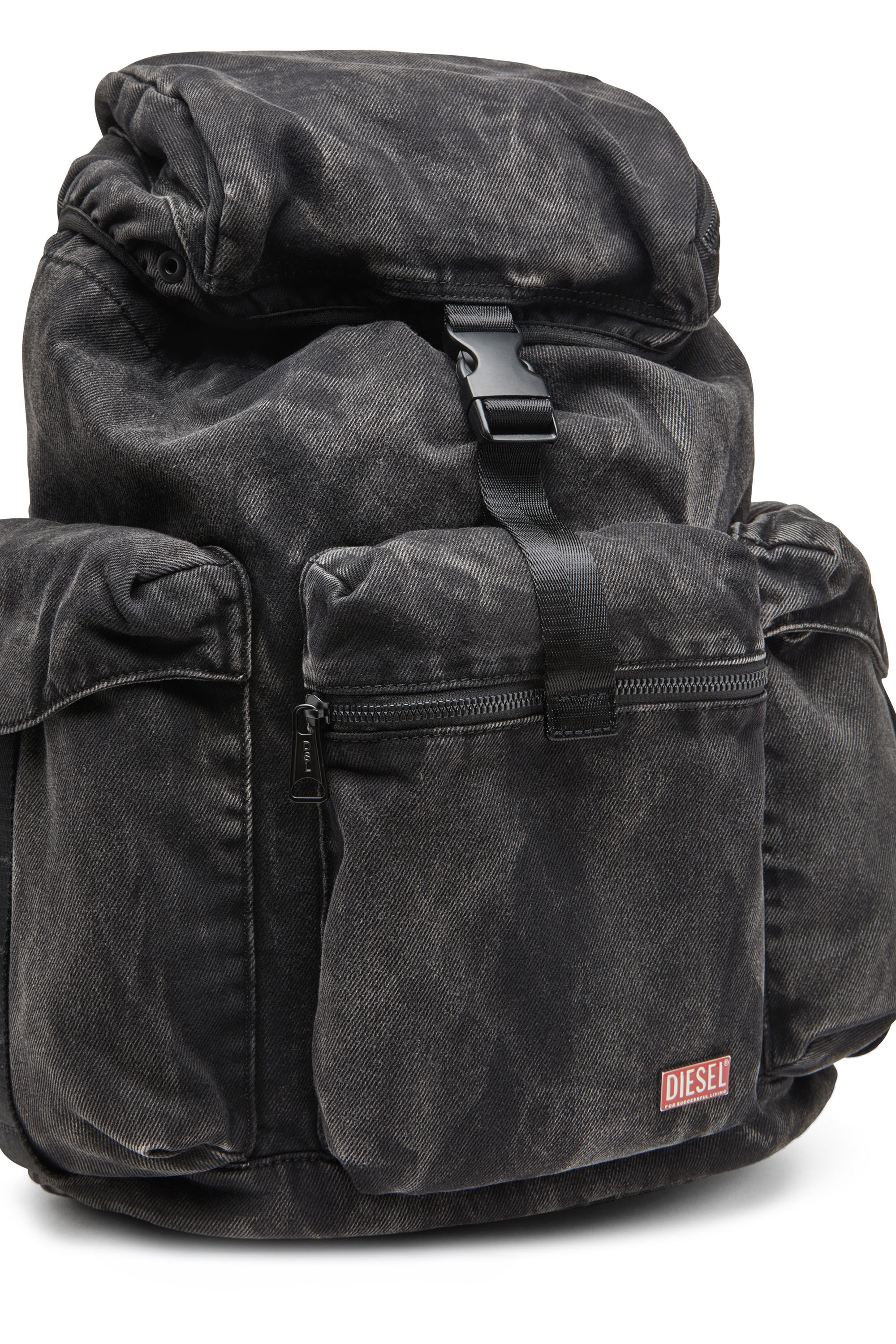 Diesel - UTLT BACKPACK, Male's Utlt Backpack-Utility backpack in cloudy-effect denim in Black - 5