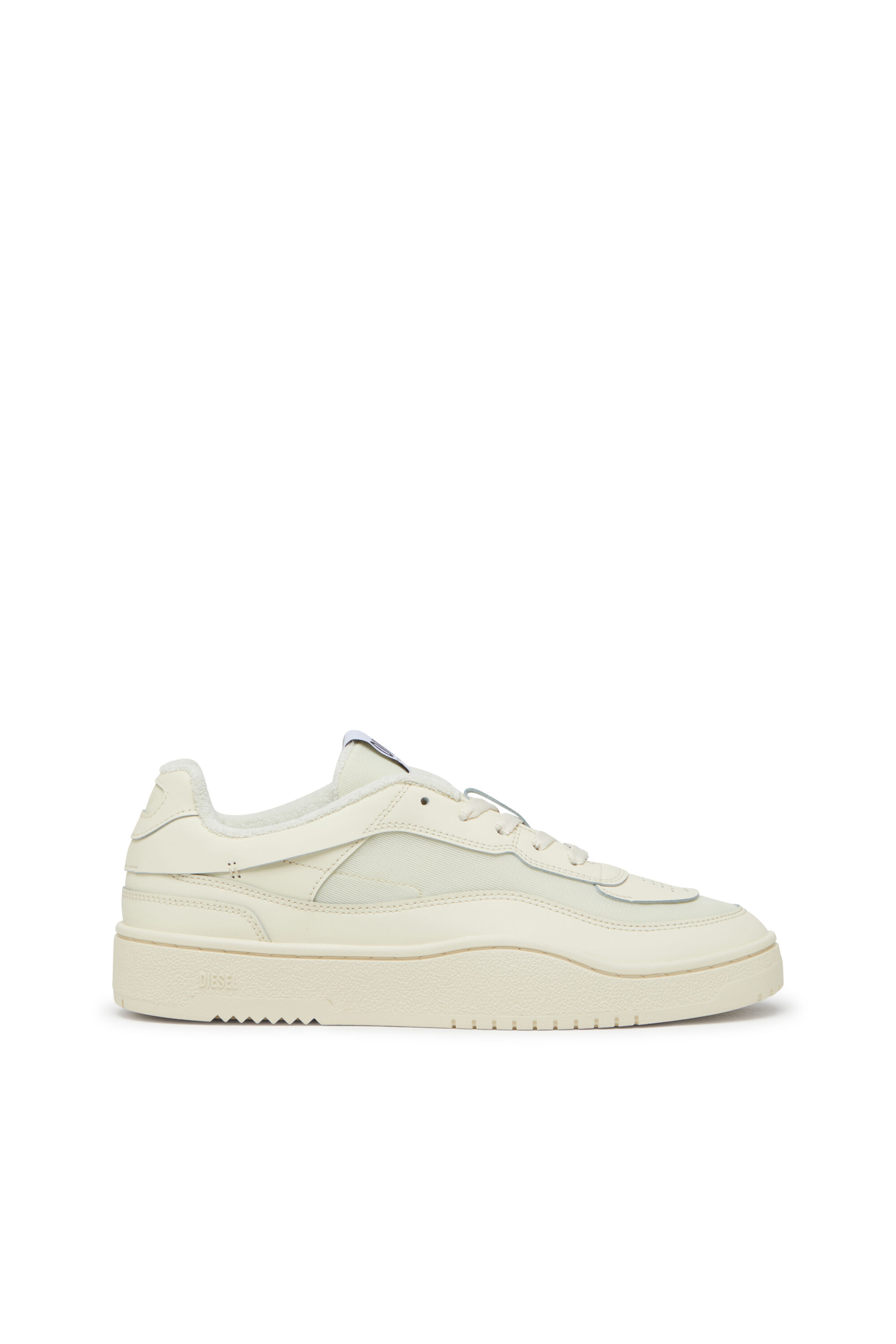 Diesel - S-OVAL SKATE LOW, Male's S-Oval Skate-Fabric-panelled leather sneakers in Beige - 1