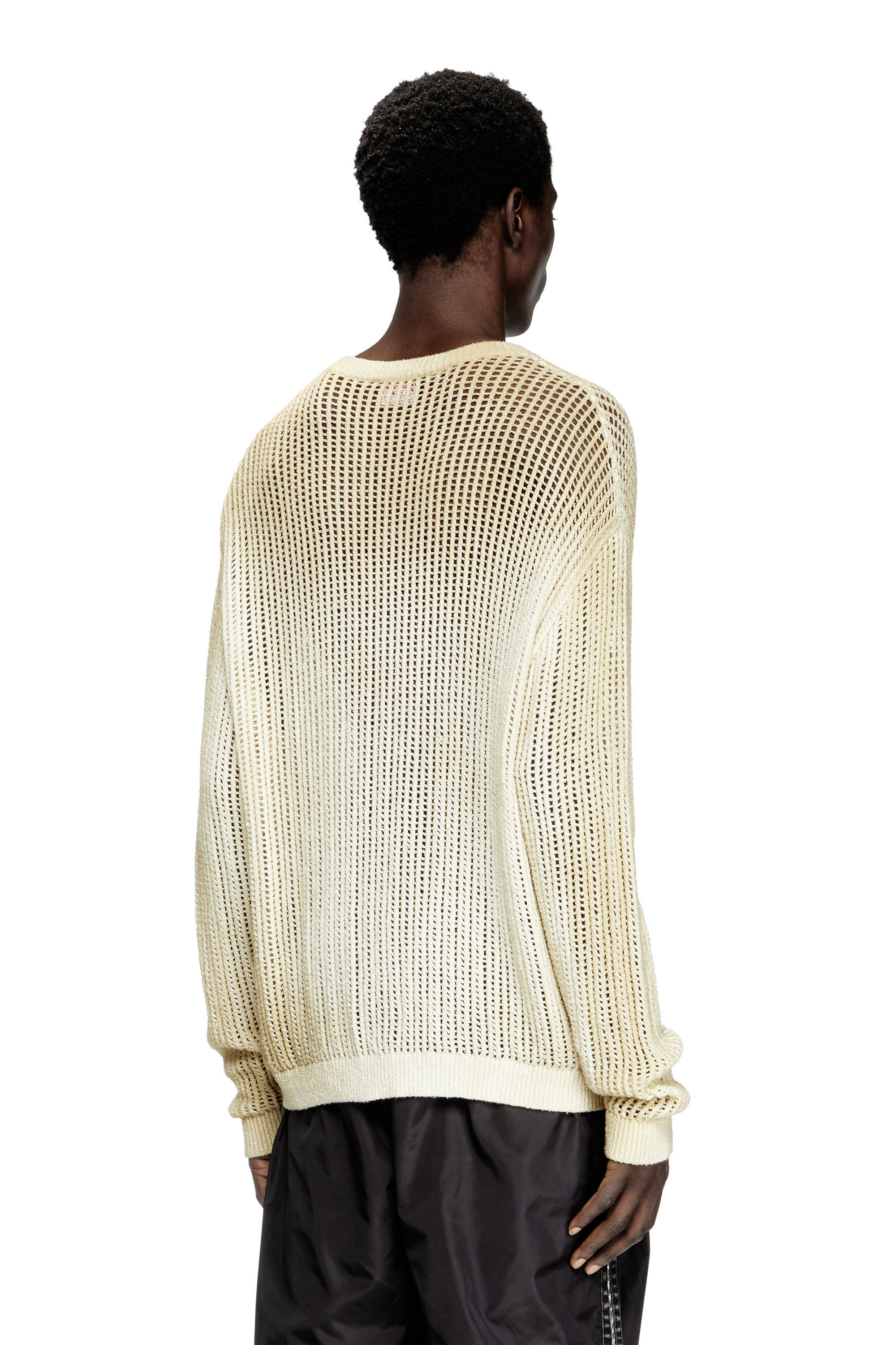 Diesel - K-SKUAT, Male's Open-knit jumper with distressed effect in Beige - 4