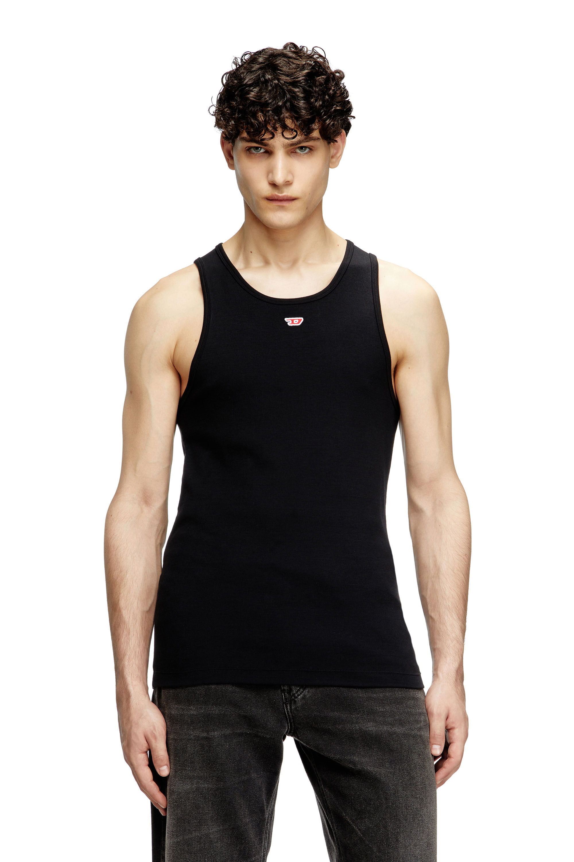 Diesel - T-LIFTY-D, Male's Tank top with mini D logo patch in Black - 3