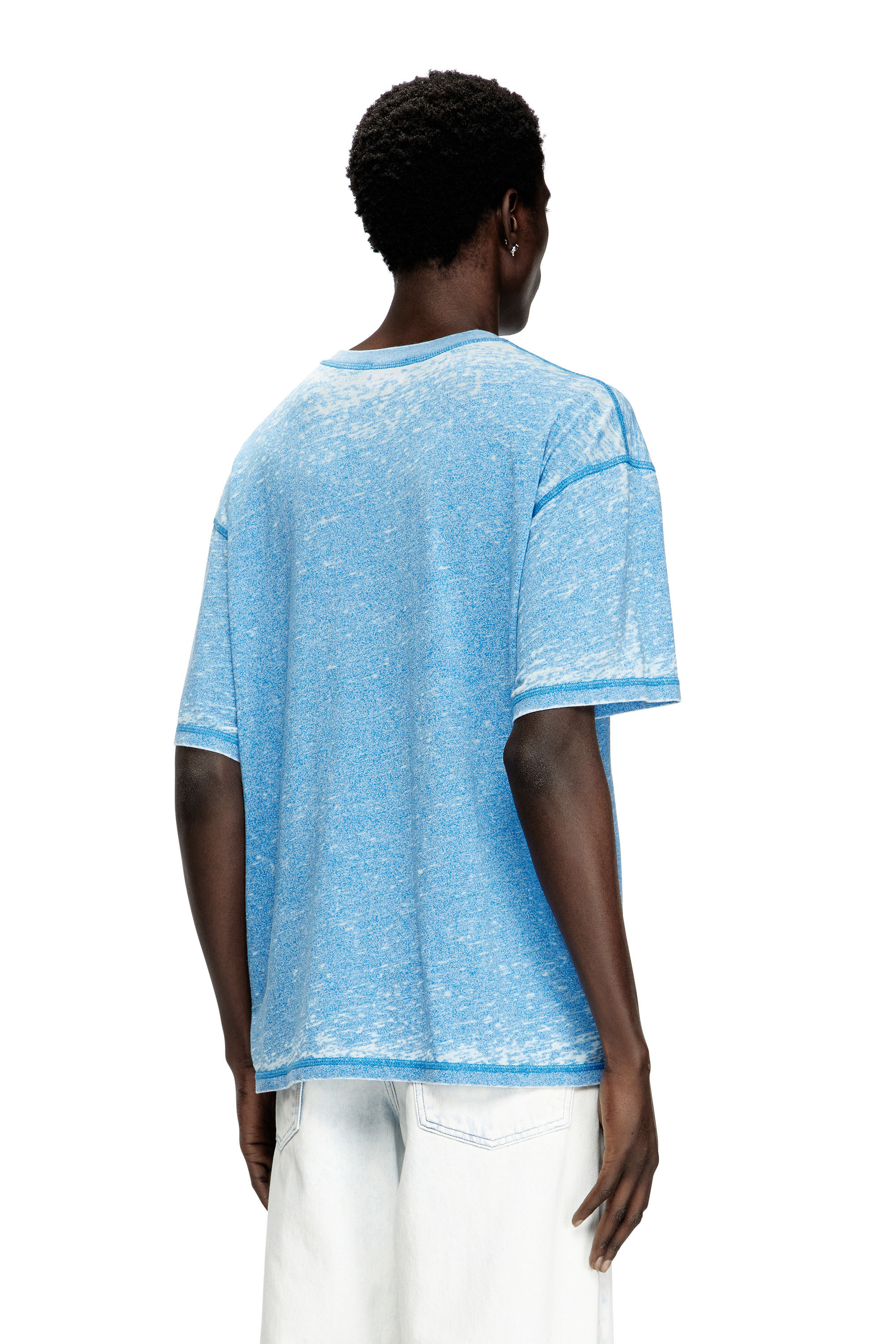Diesel - T-BOXT-PAK, T-shirt burnout avec logo aspect métal Homme in Bleu - 4