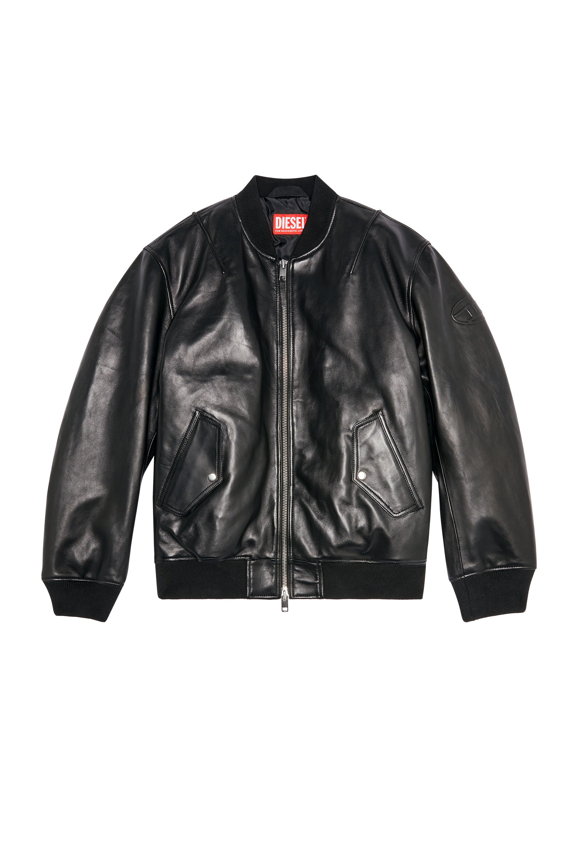 Diesel - L-PRITTS, Male Padded jacket in tumbled leather in Black - Image 2
