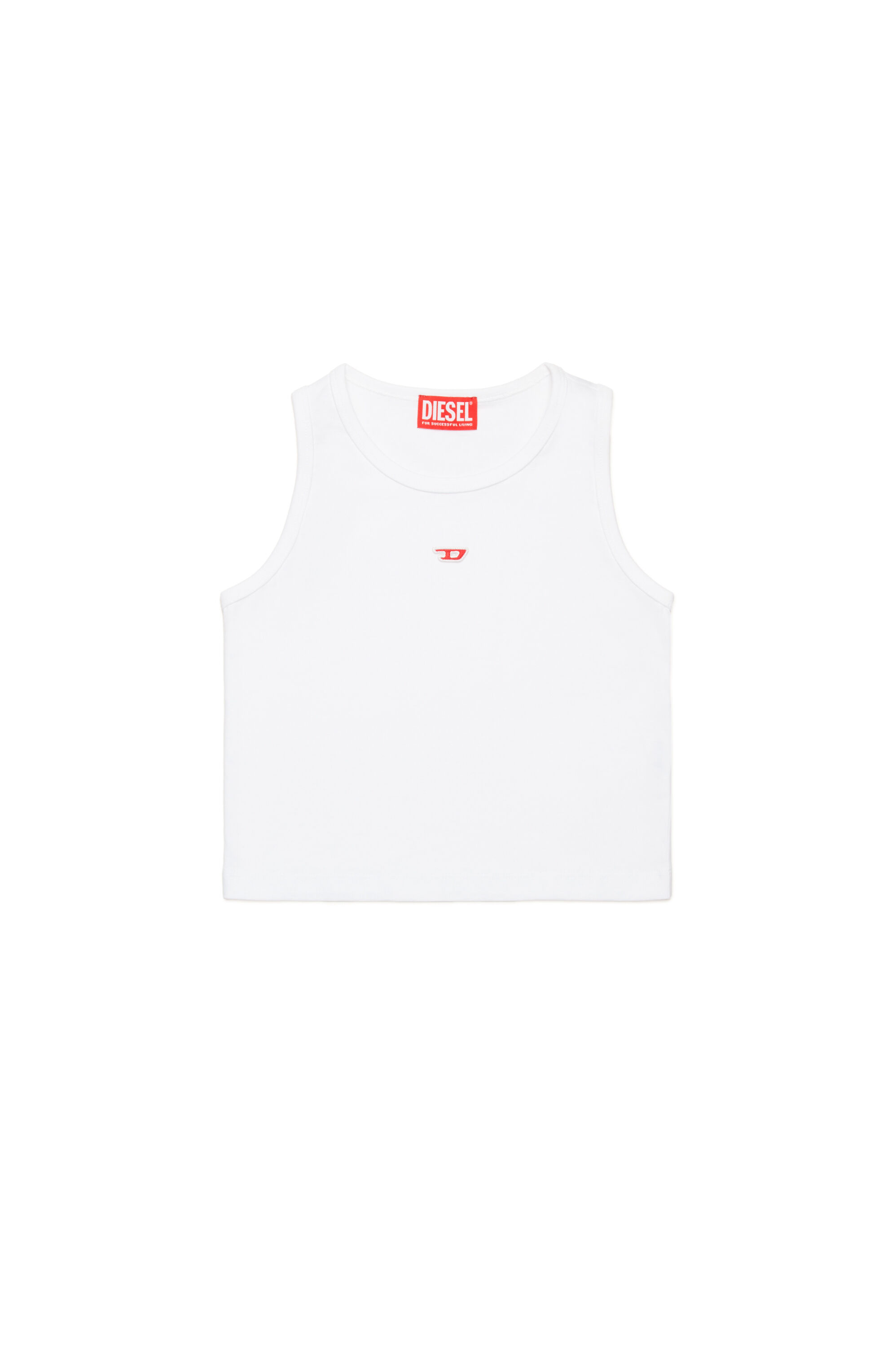 Diesel - TASPYRD, Female's Tank top with D logo patch in White - 1
