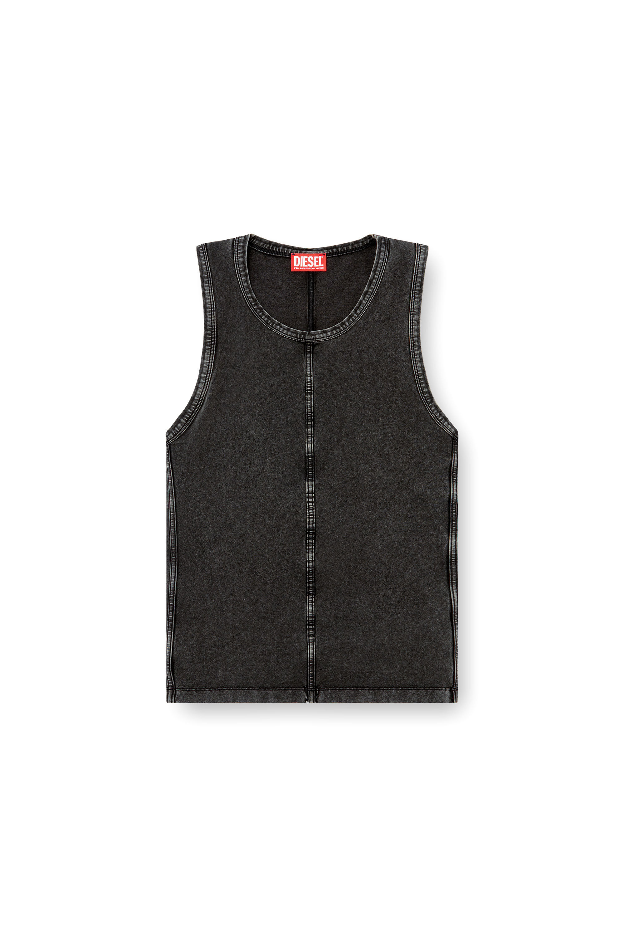 Diesel - T-MELY-SL, Débardeur en jersey effet denim Homme in Noir - 2
