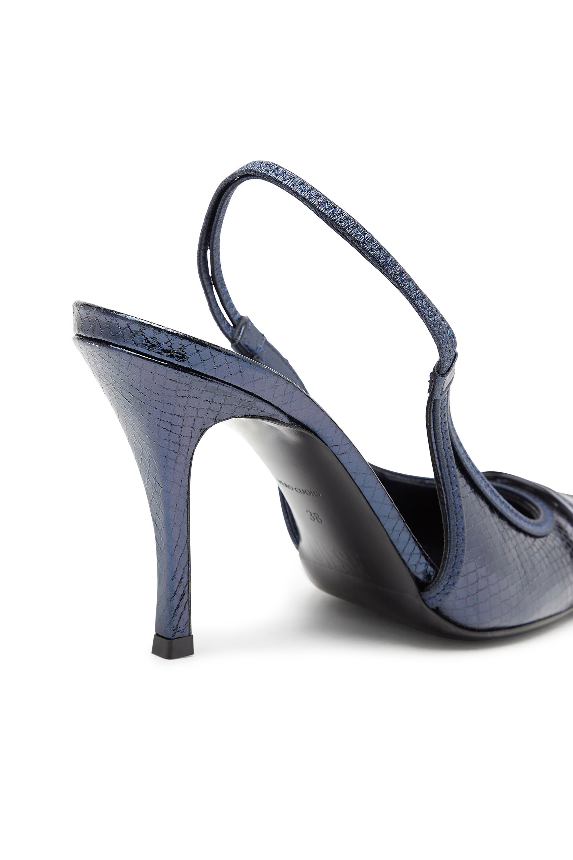Women's D-Venus-Patent snake-effect slingback pumps | Blue