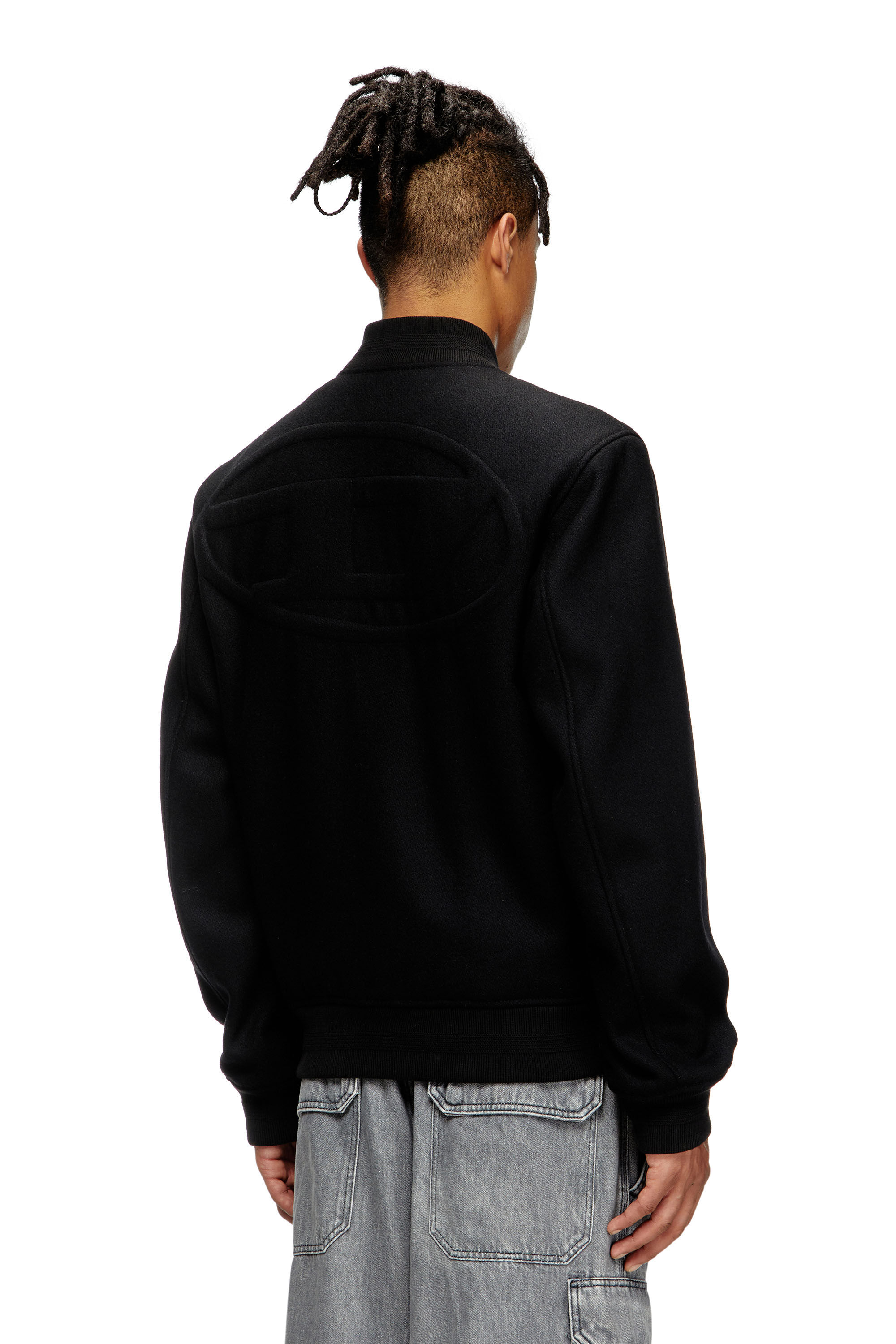 Diesel - J-ARRY, Male's Padded bomber jacket in wool blend in Black - 5
