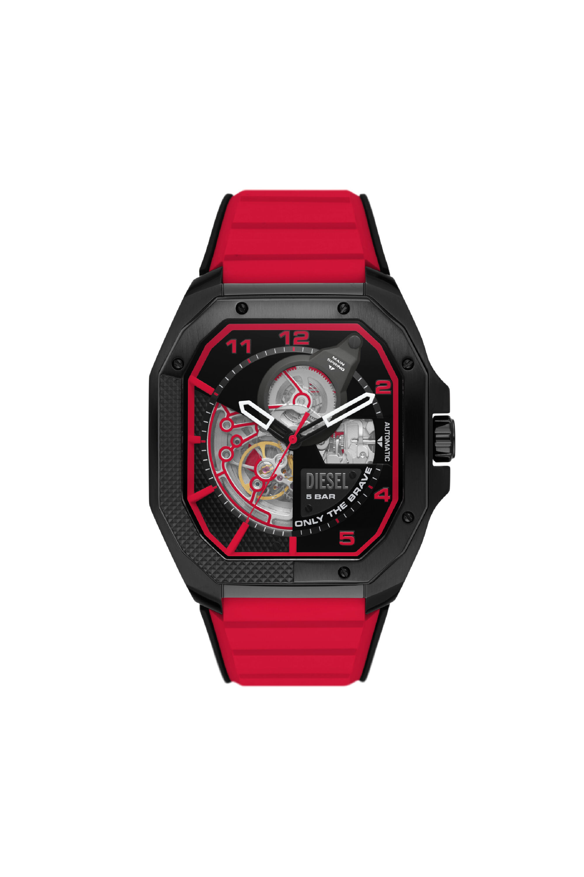 Diesel - DZ7469, Male's Flayed silicone watch in Red - 1