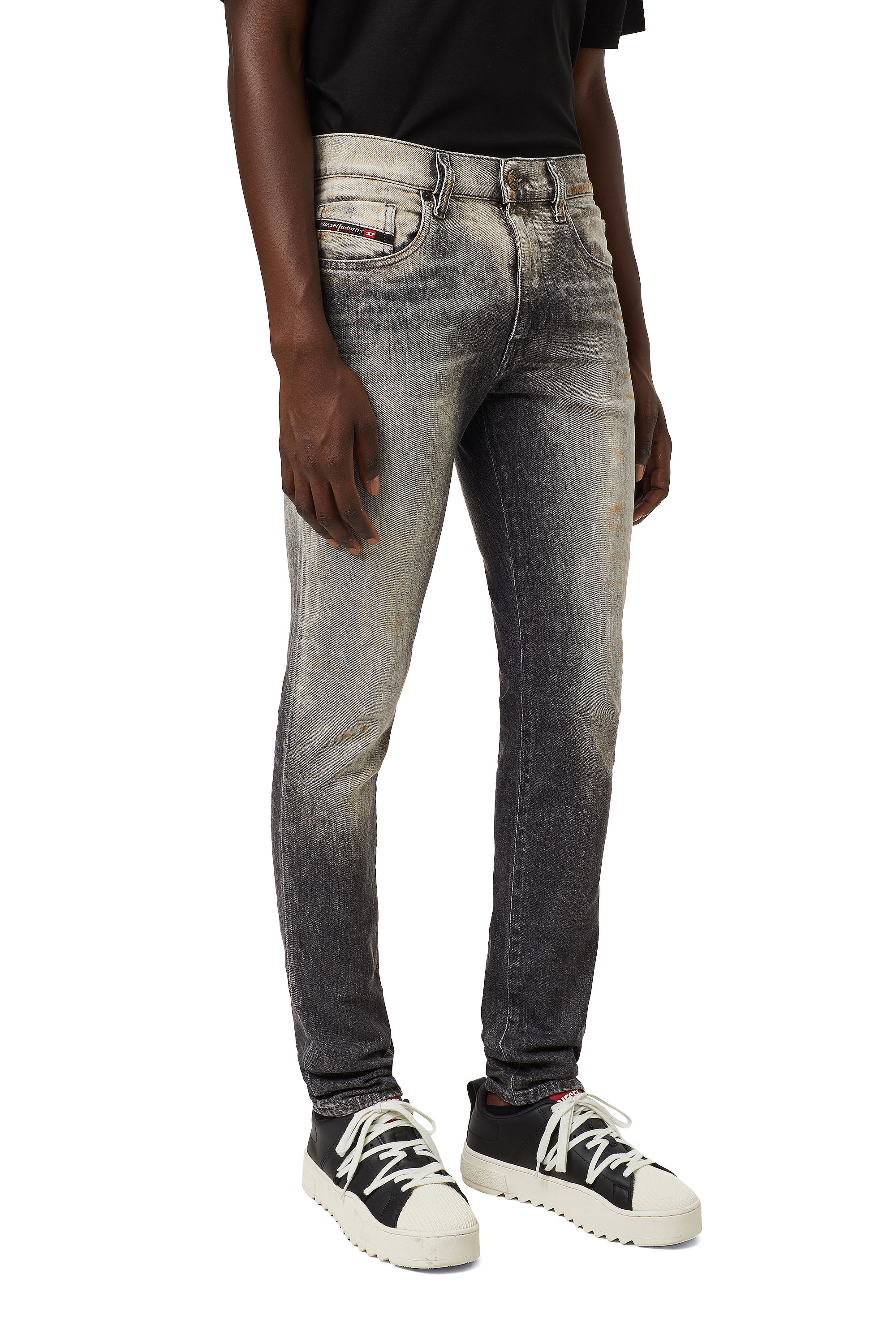 Diesel - Slim Jeans 2019 D-Strukt 09A83, Noir/Gris foncé - Image 5