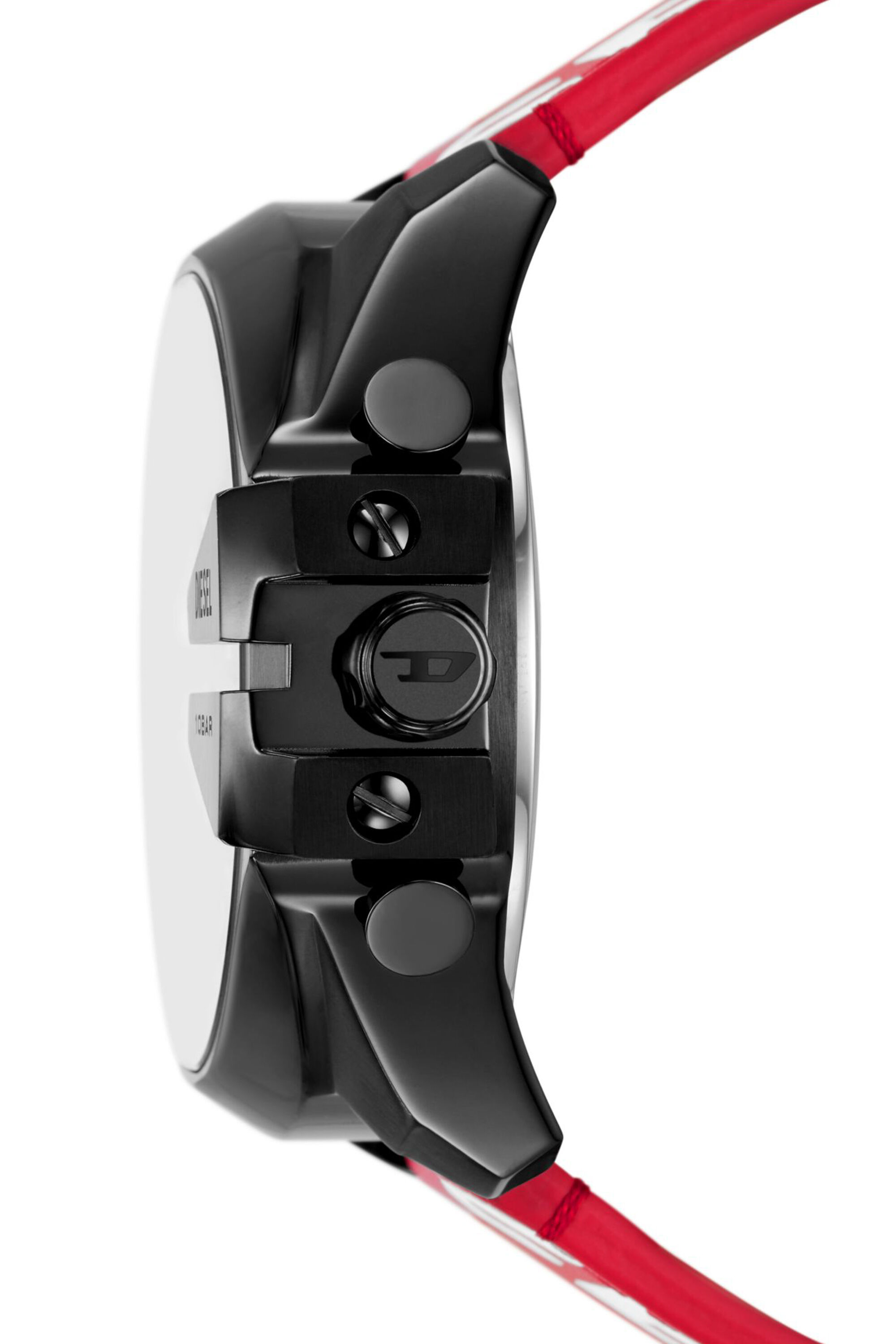 Diesel - DZ4647, Montre Mega Chief en cuir rouge and blanche Homme in Rouge - 3