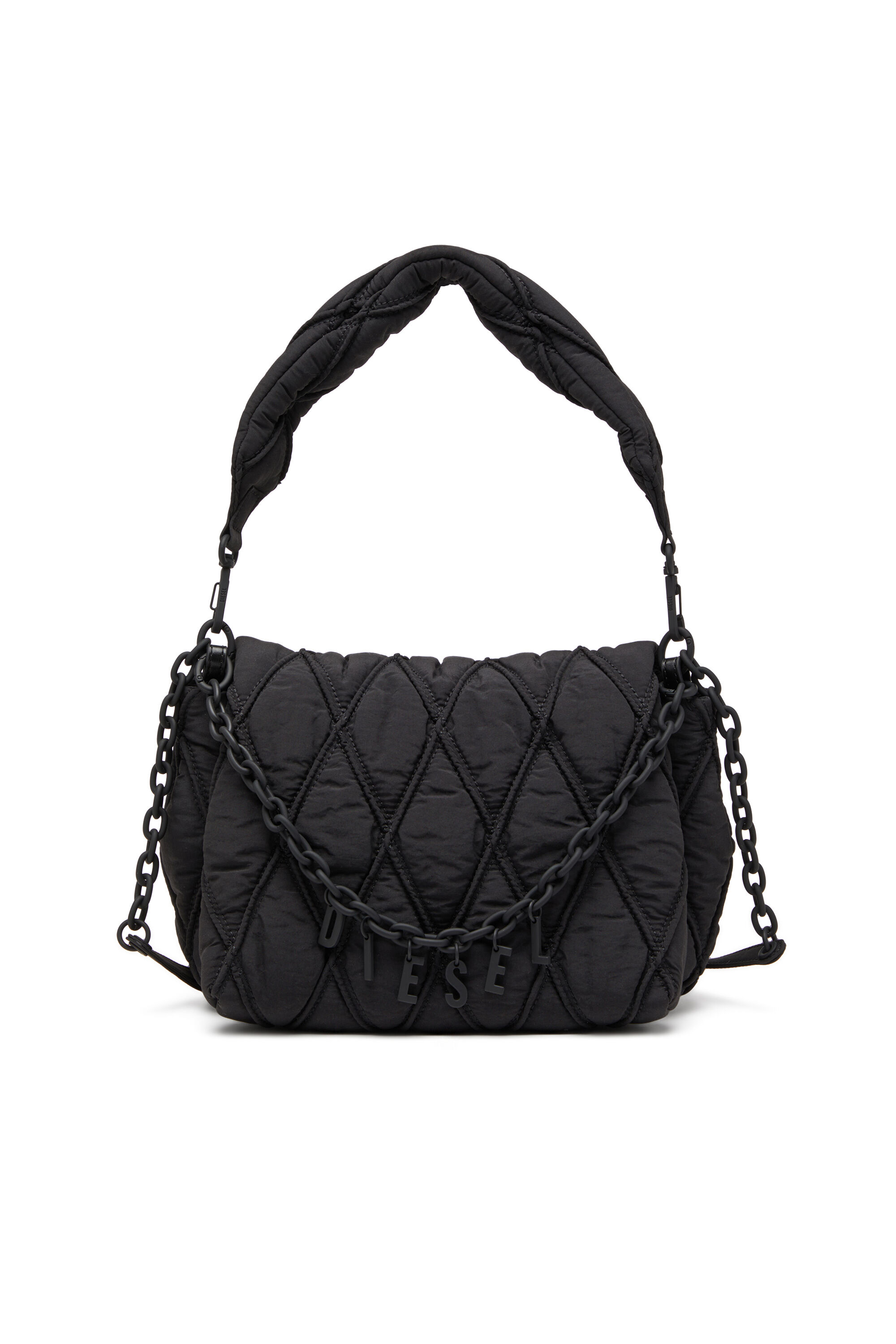 Diesel - CHARM-D SHOULDER M, Charm-D-M-Sac à bandoulière en nylon matelassé Femme in Noir - 1