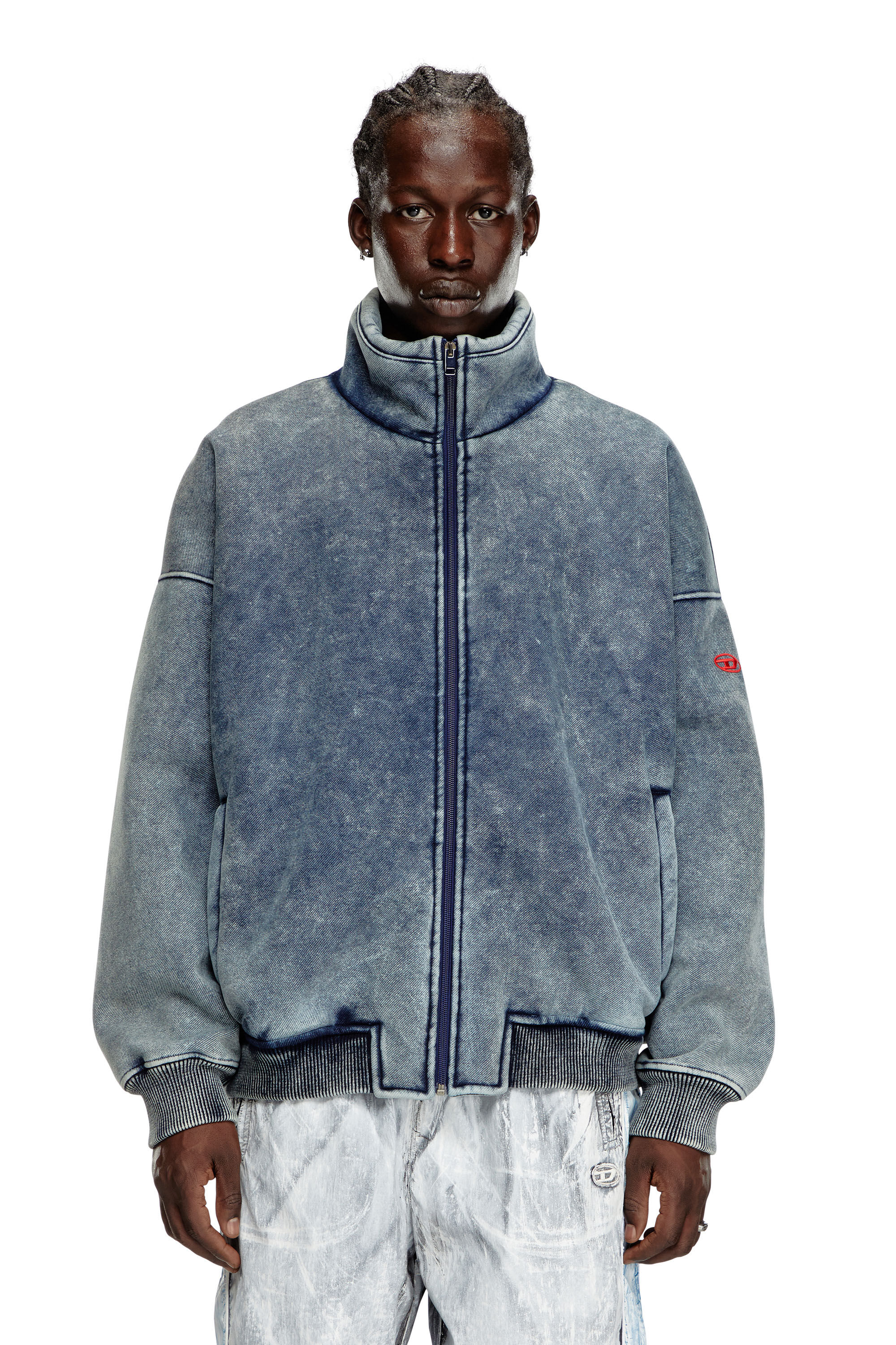 Diesel - S-BATEL, Male's Jacket in teddy-bonded jersey in Blue - 6