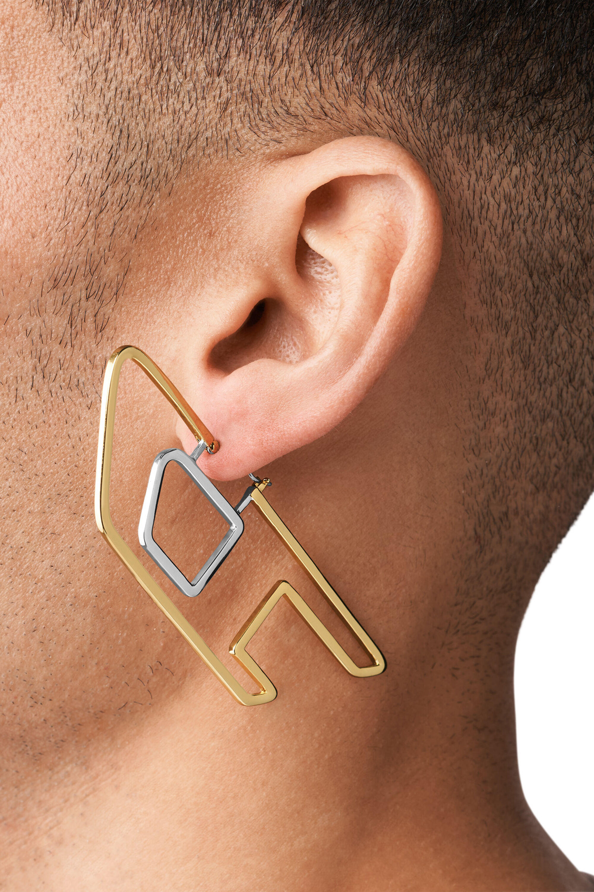 Diesel - DX1364, Boucles d'oreilles créoles en laiton bicolore Diesel Mixte in Doré - 3