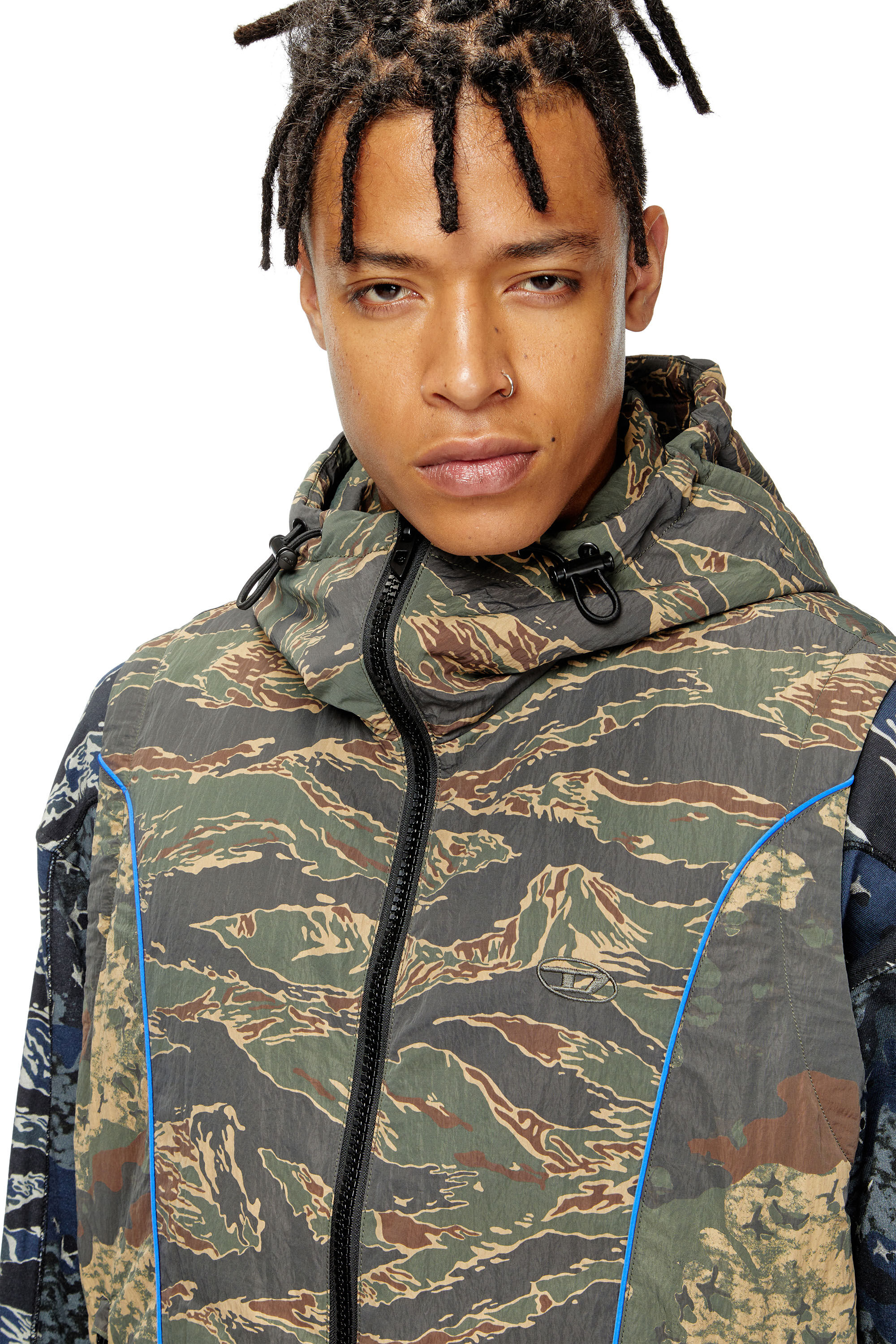 Diesel - J-OSTEND-SL-CAMU, Gilet à capuche avec imprimés camouflage mélangés Homme in Polychrome - 4