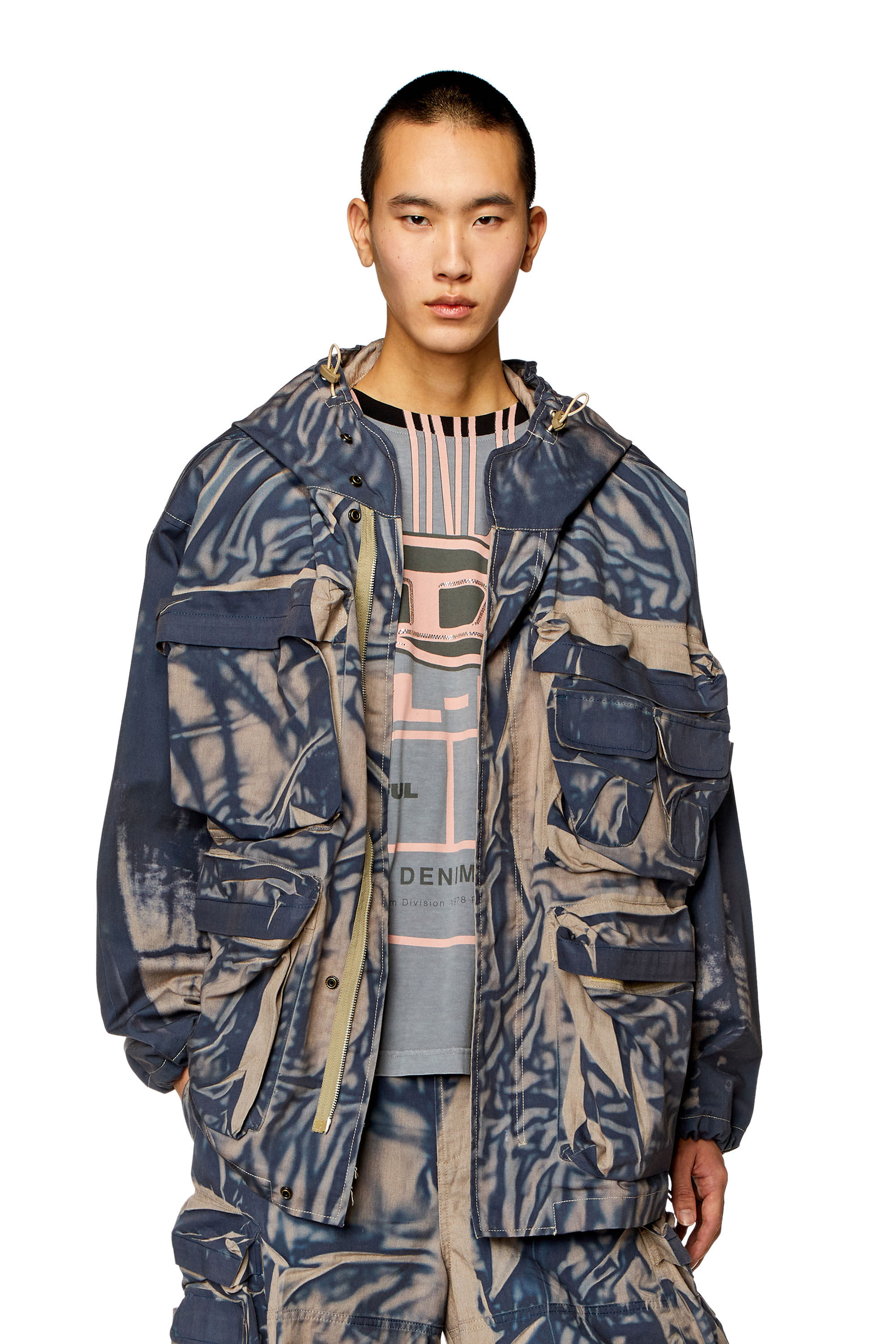 世界の Men's Diesel | Multicolor | print creased with jacket Cargo ジャケット・アウター