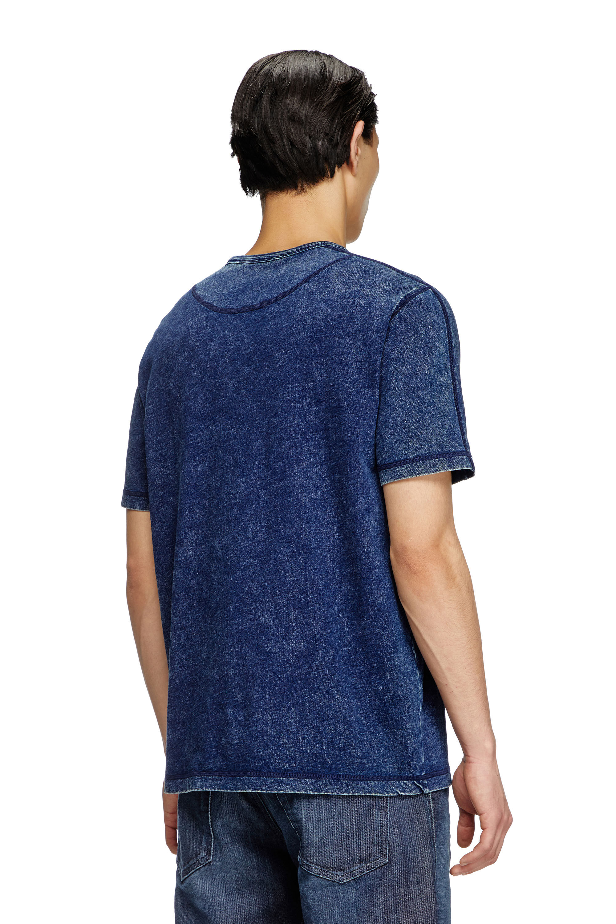 Diesel - T-ADJIND, Male's Denim-look jersey T-shirt in Blue - 4
