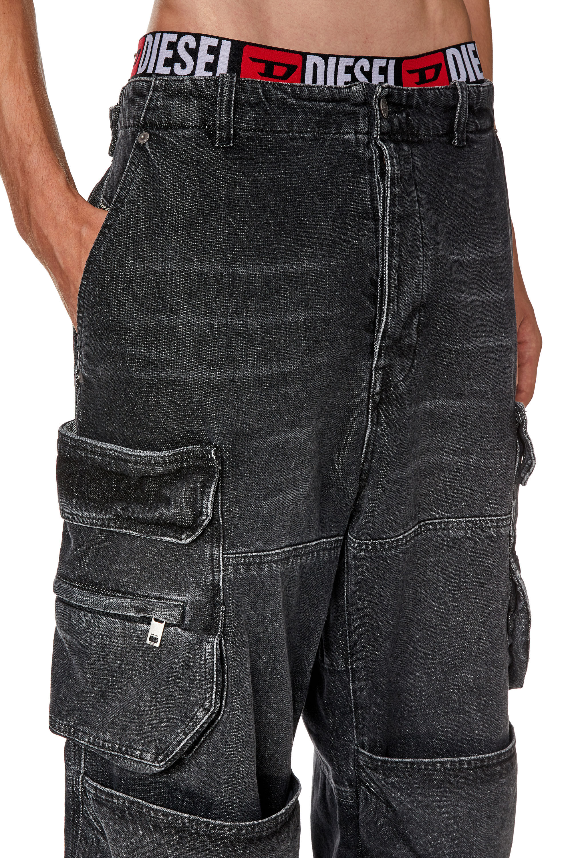 Men's Straight Jeans, Black/Dark grey