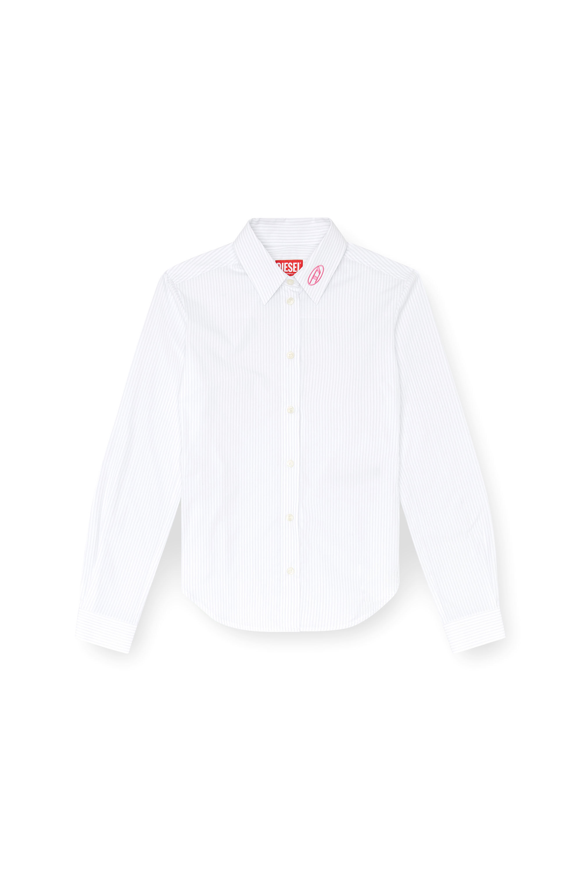 Diesel - C-GISEL-P2, Chemise rayée avec broderie Oval D Femme in Bleu - 2