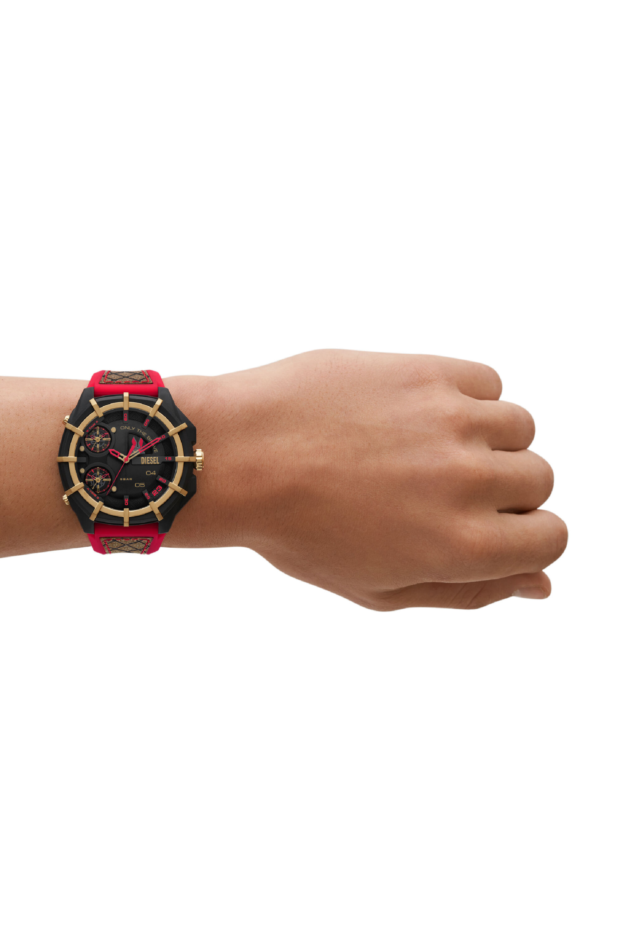 Diesel - DZ4618, Montre Framed en silicone et cuir Homme in Polychrome - 4
