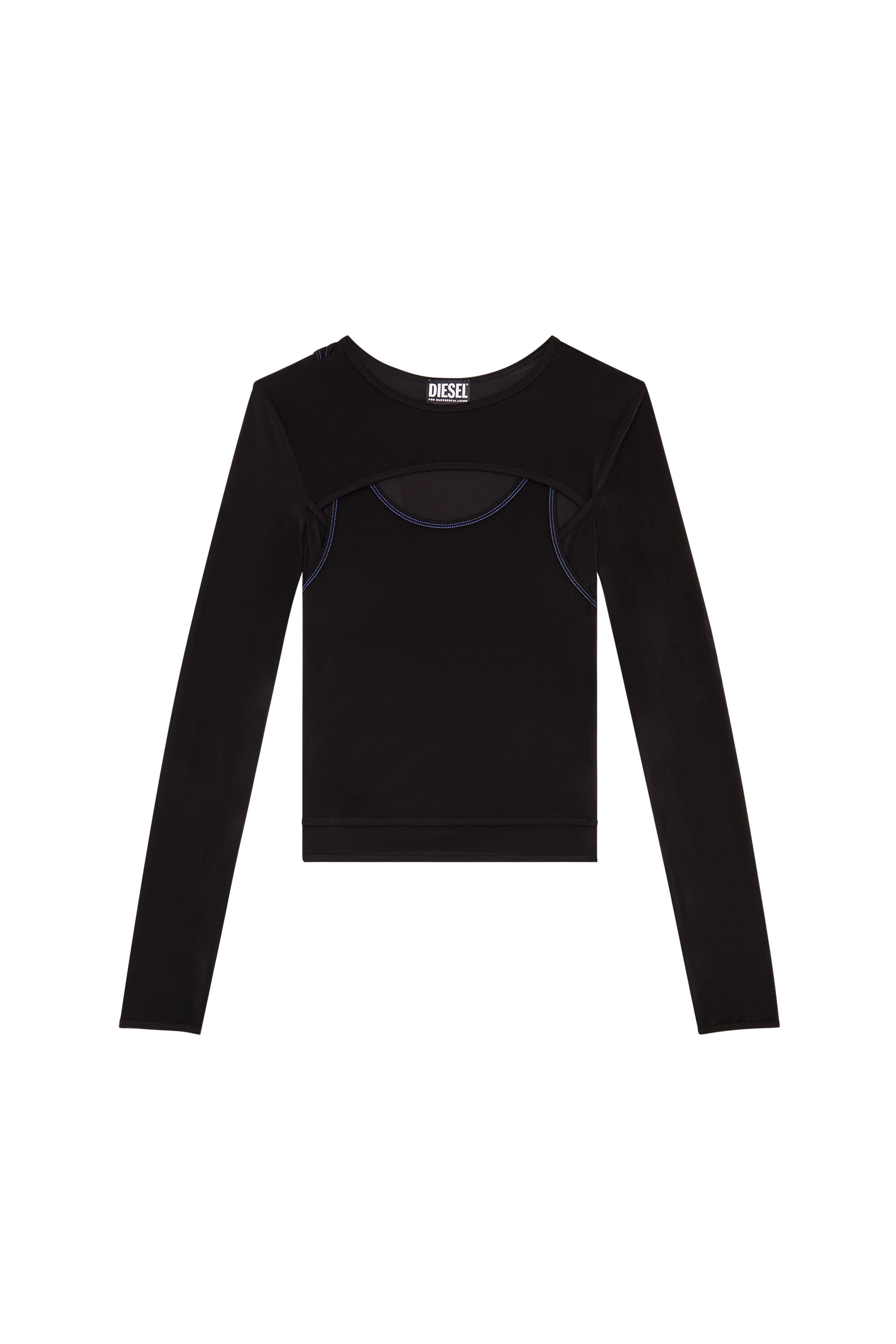 Diesel - T-OLAY, Top superposé avec découpe sur le devant Femme in Noir - 2