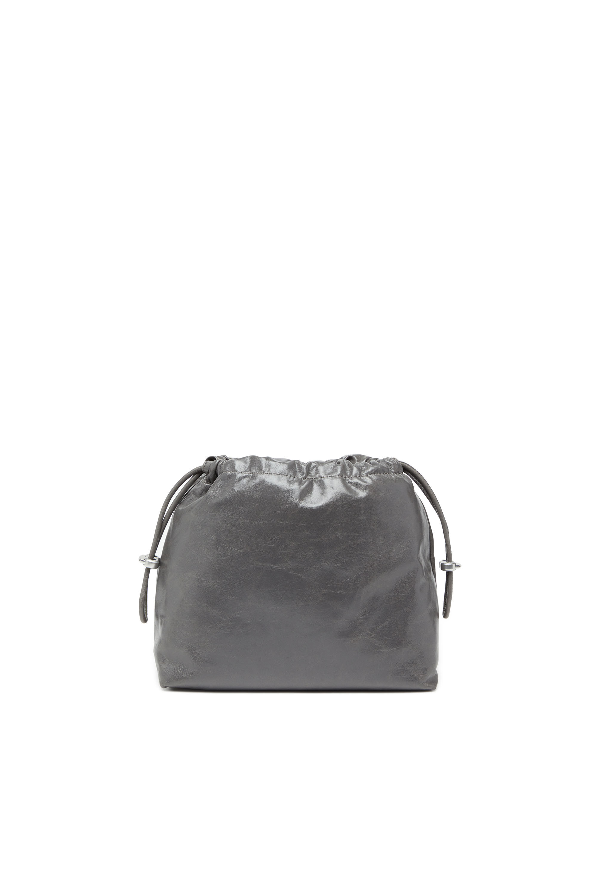 Diesel - SCRUNCH-D BUCKET, Female's Scrunch-D-Bucket bag in shiny wrinkled leather in Grey - 3