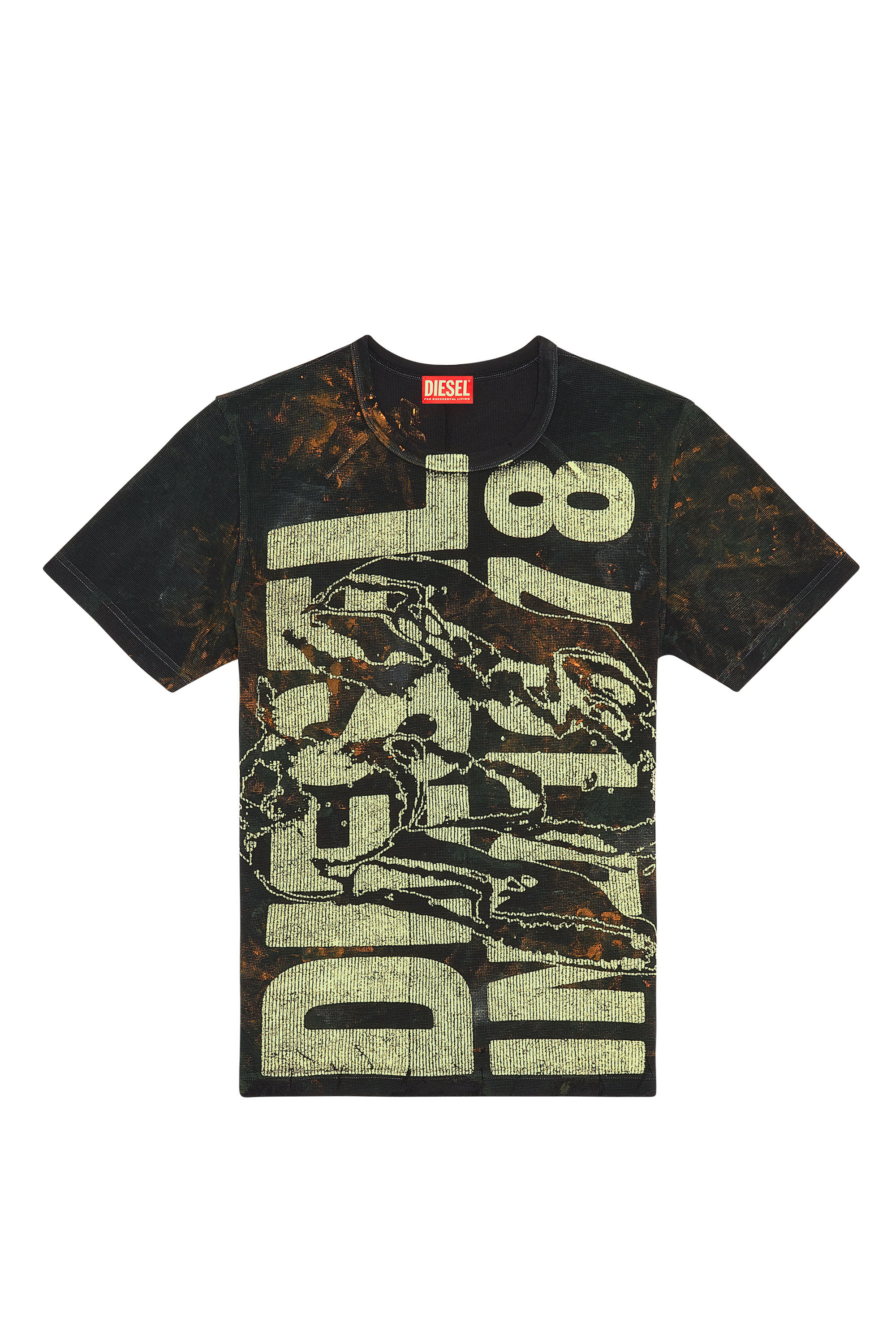 Men's Distressed T-shirt in waffle knit | Multicolor | Diesel