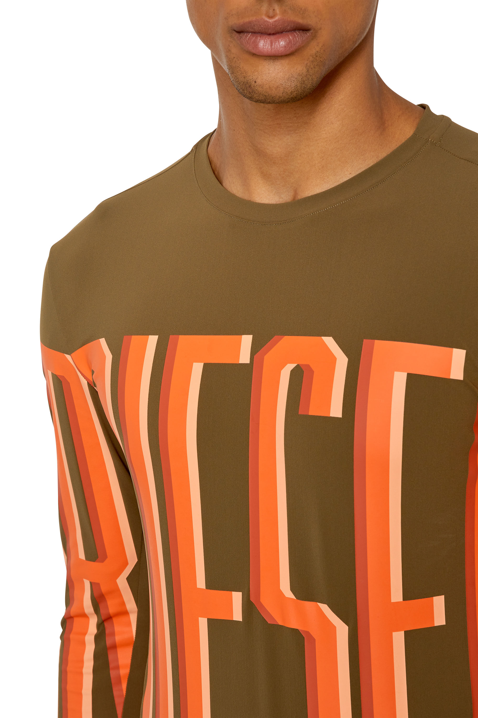 Diesel - AMTEE-LAUREN-WT17, Male's Long-sleeve T-shirt with maxi lettering in Green - 4