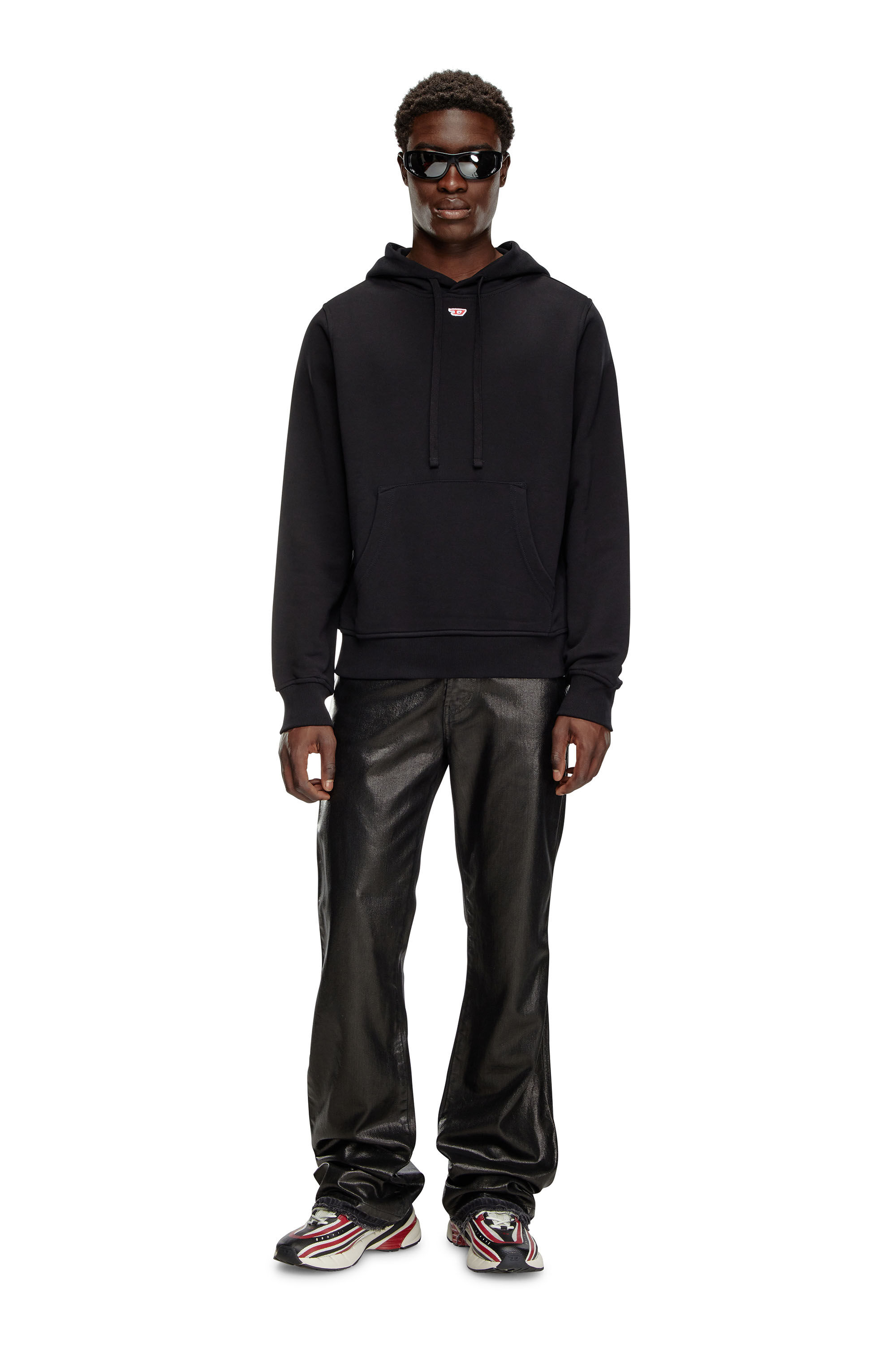 Diesel - S-GINN-HOOD-D, Male's Cotton hoodie with mini D patch in Black - 1