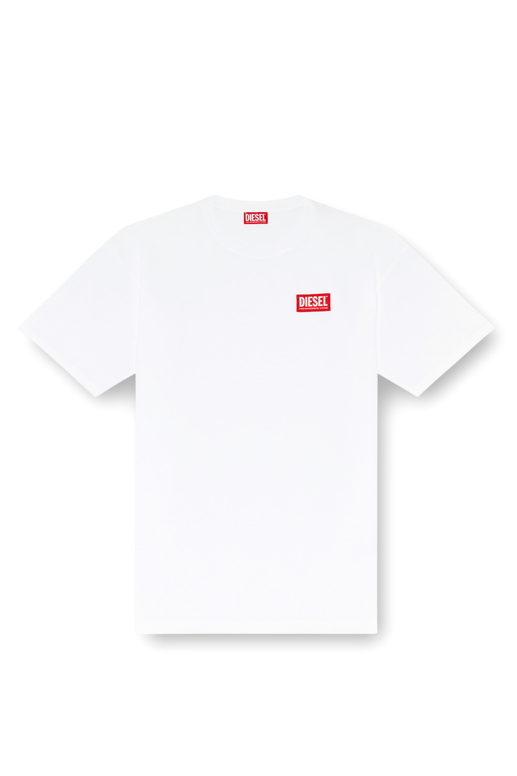 Diesel - T-BOXT-LAB, T-shirt avec empiècement à logo en jacquard Homme in Blanc - 2