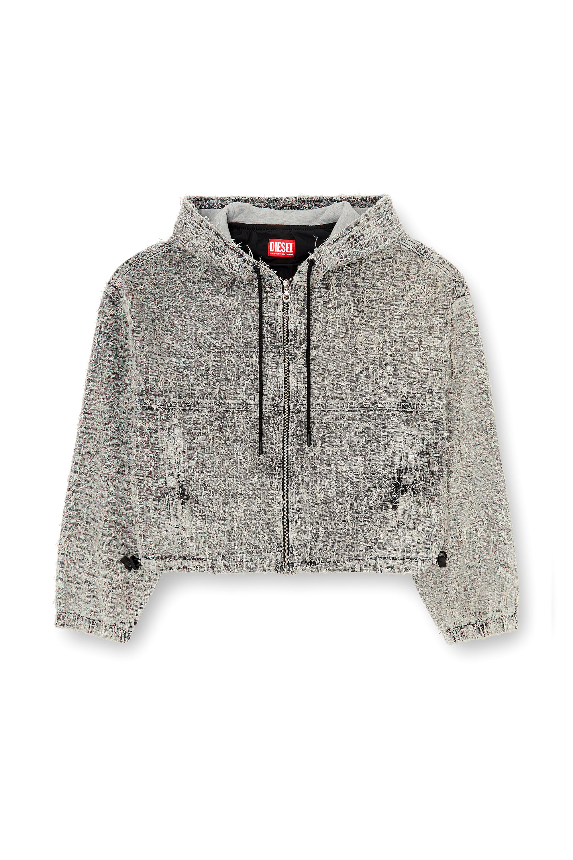 Diesel - DE-FLOW-S1, Veste à capuche en denim bouclé Femme in Gris - 2