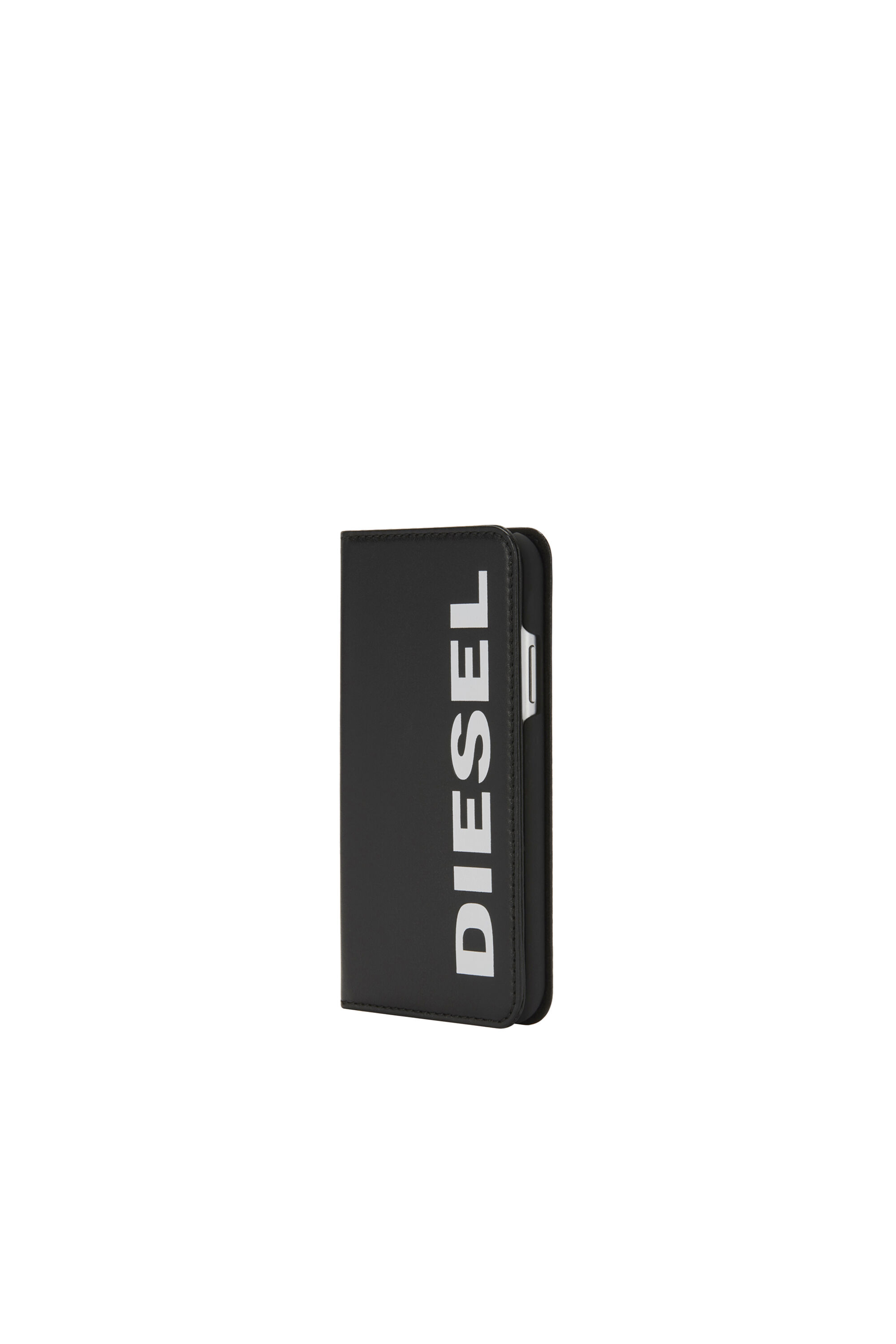 Diesel - SLIM LEATHER FOLIO IPHONE X, Étui fin en cuir avec logo, iPhone X Mixte in Noir - 1