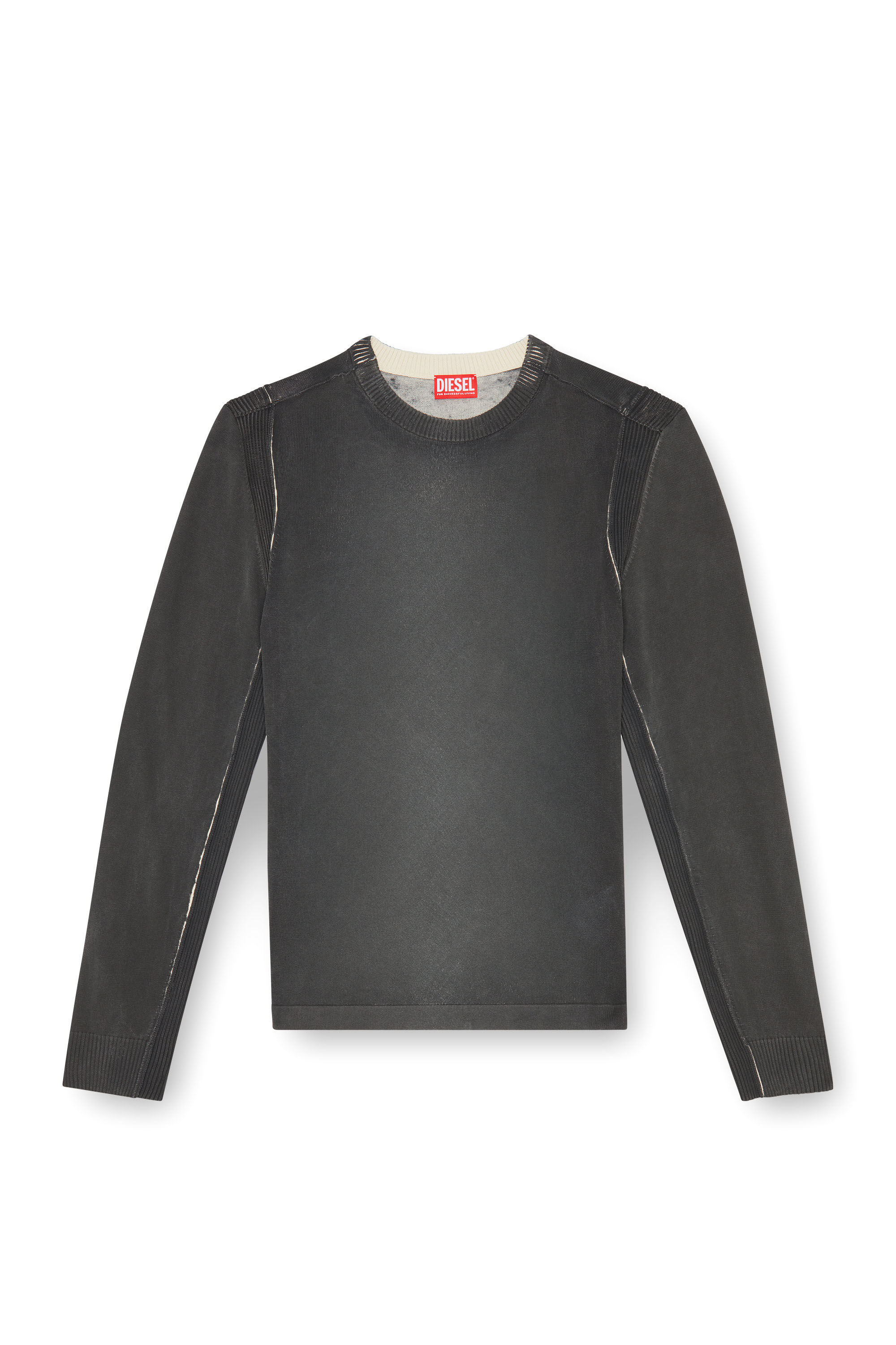 Diesel - K-DENIM-ROUND, Male's Jumper in treated cotton in Black - 2