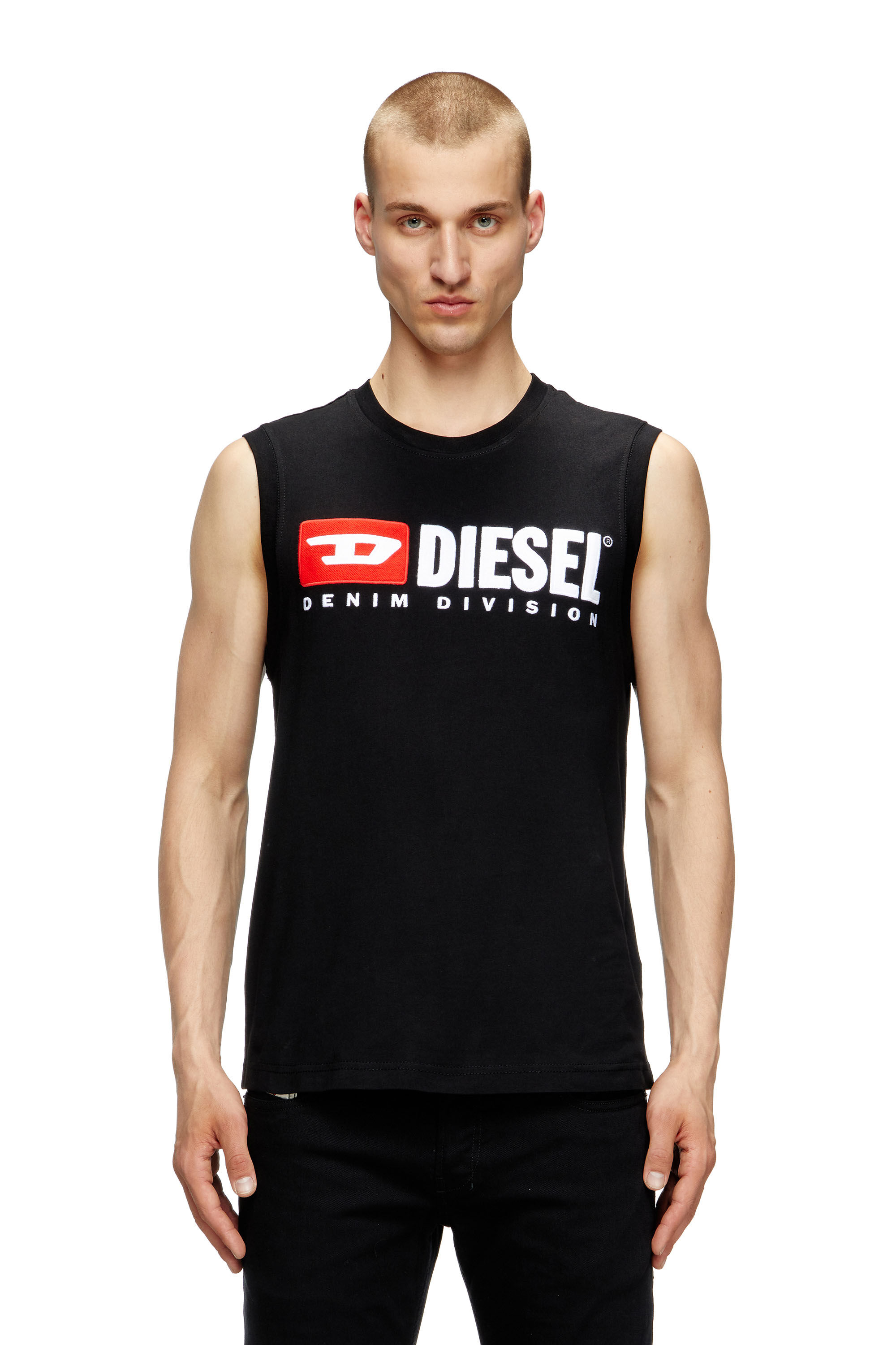 Diesel - T-ISCO-DIV, Male's Tank top with chest logo print in Black - 3
