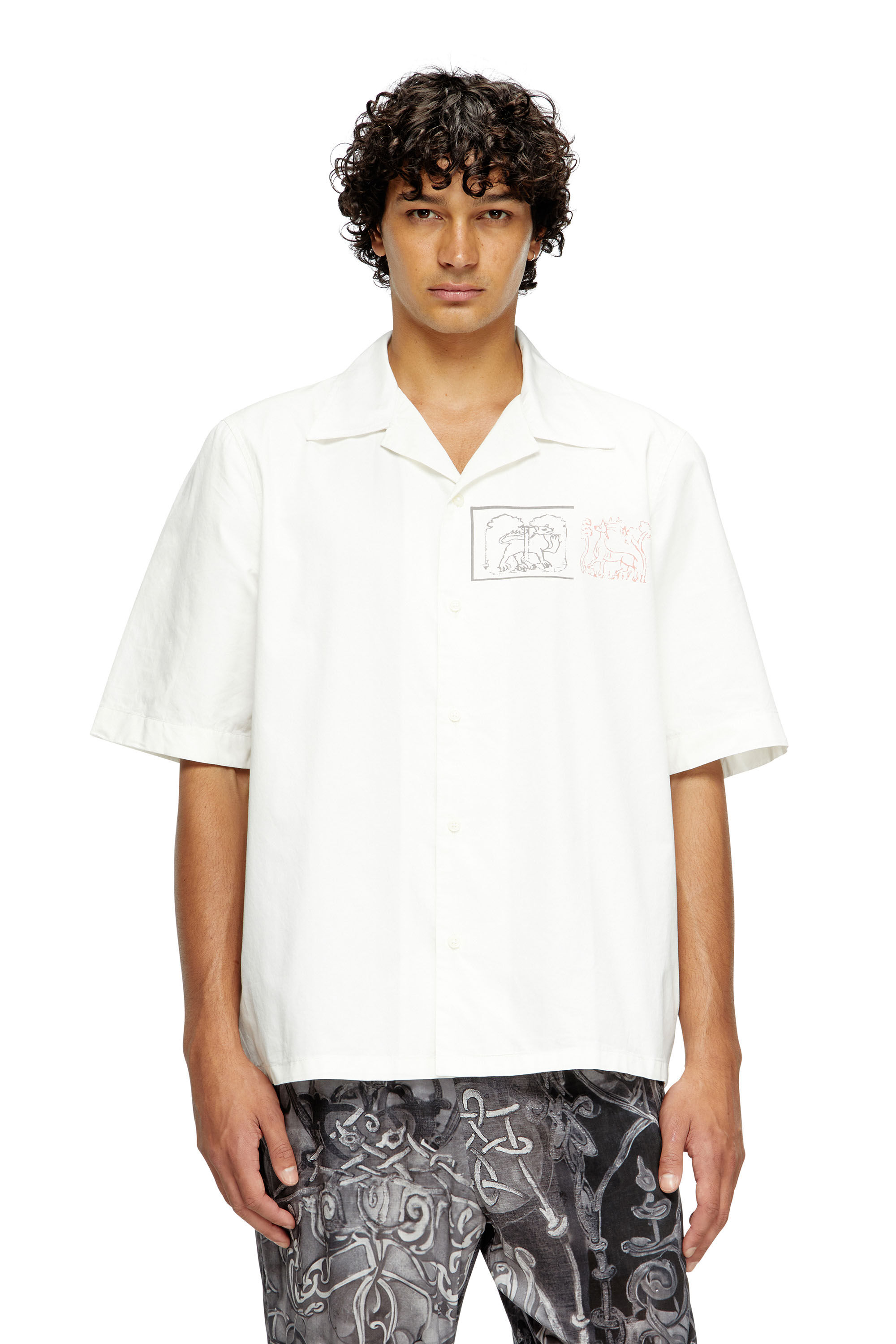 Diesel - S-BRACK-A-HGBS, Male's Shirt with sword print in White - 3