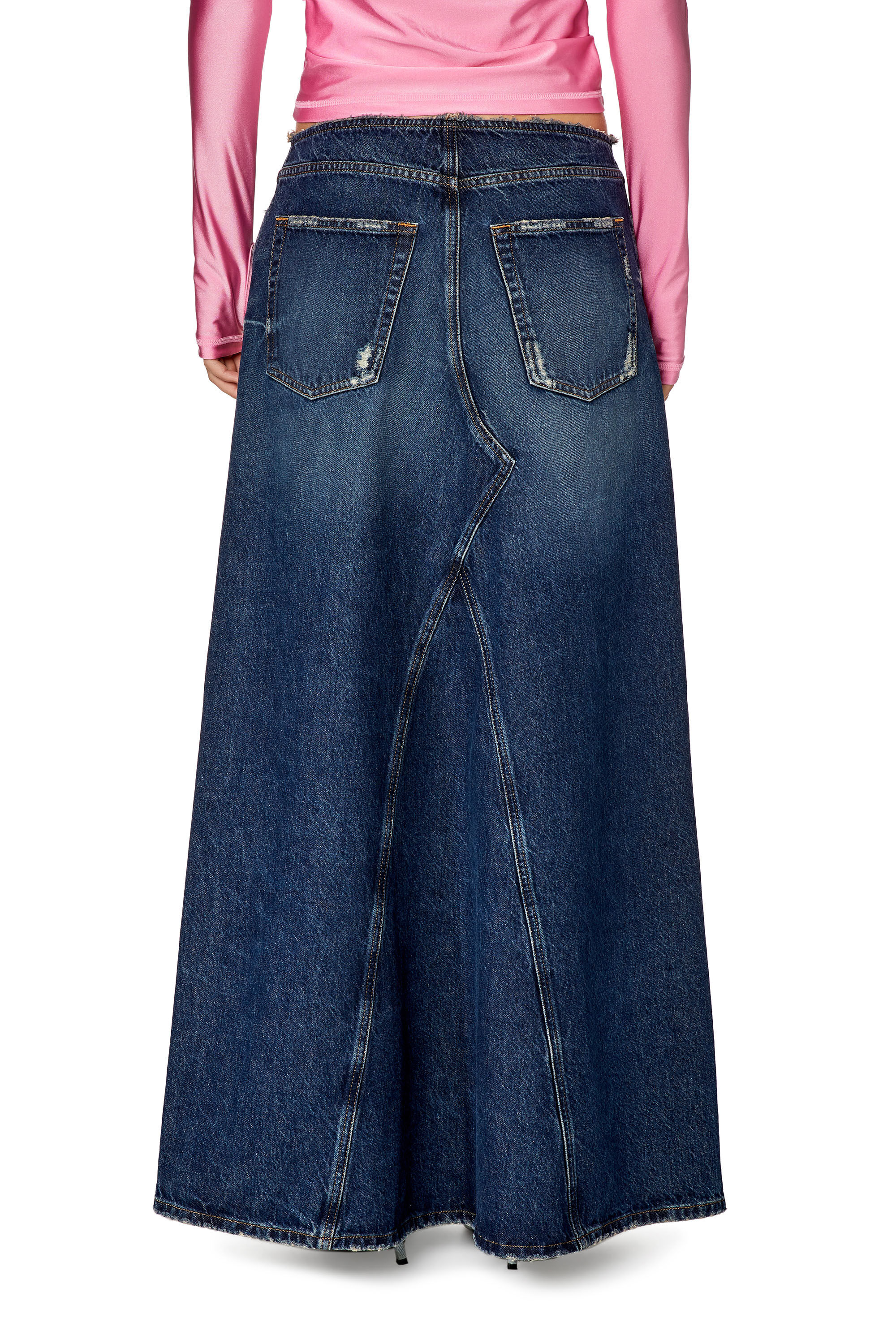Jupe longue avec taille cut off Femme Bleu Diesel