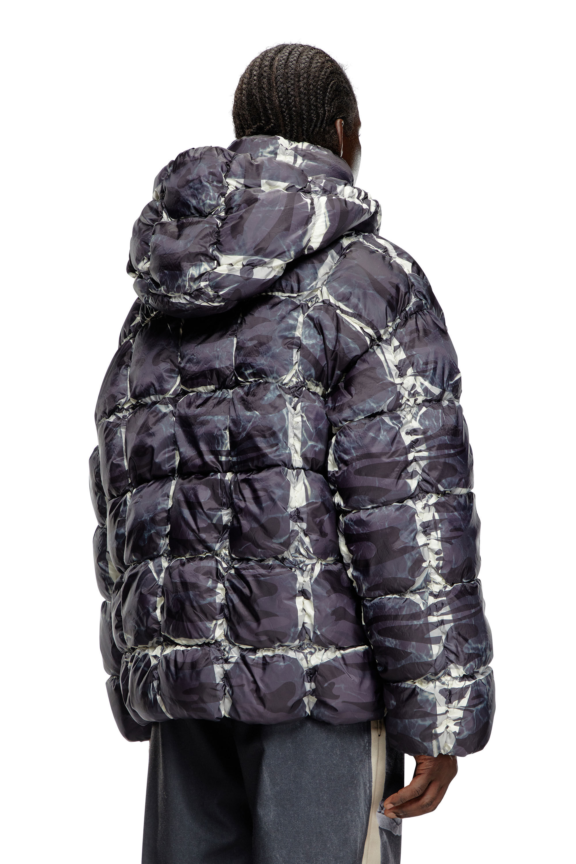 Grey puffy jacket deals