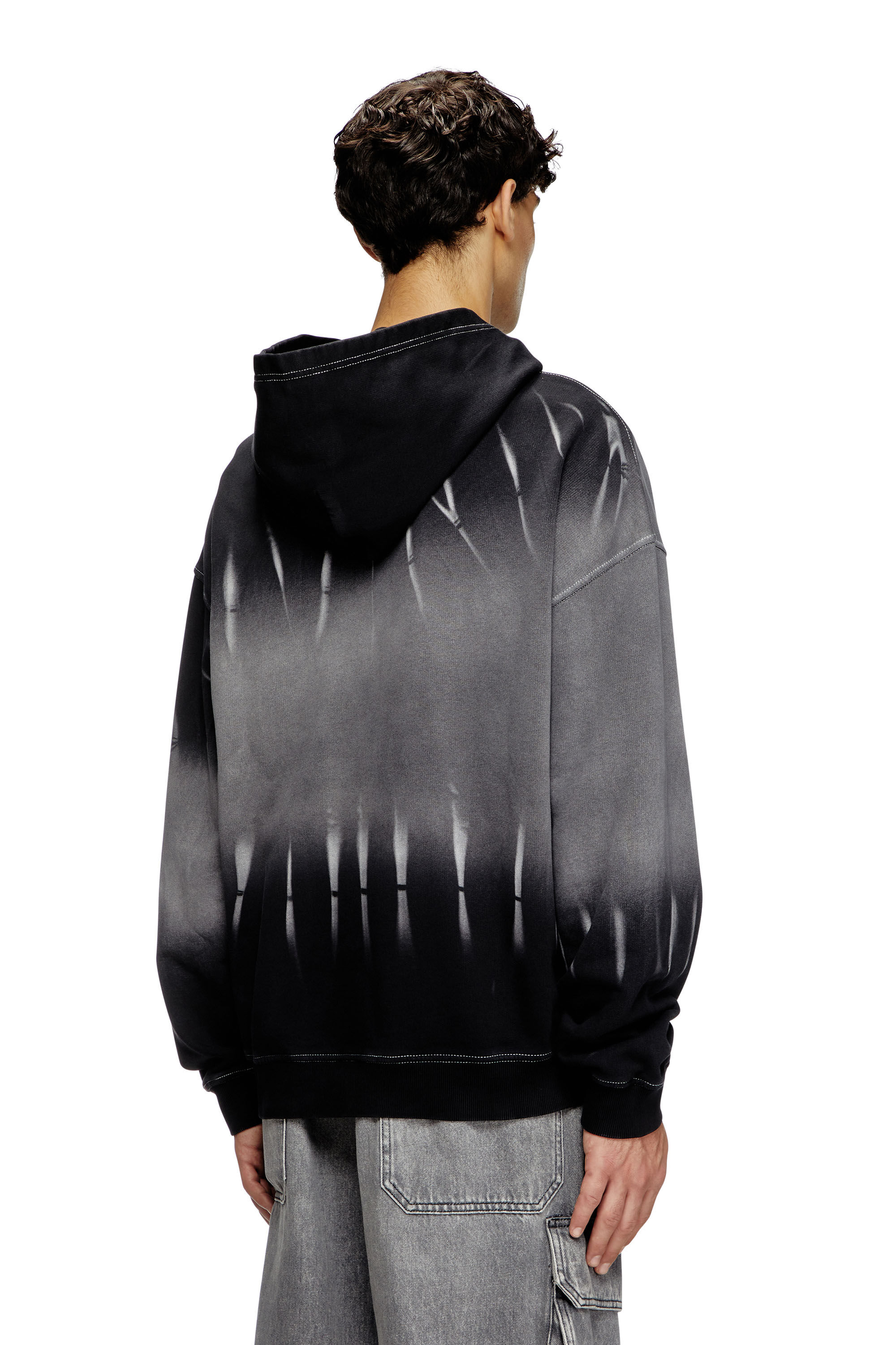 Diesel - S-BOXT-HOOD-R2, Male's Tie-dyed hoodie with logo print in Black - 4