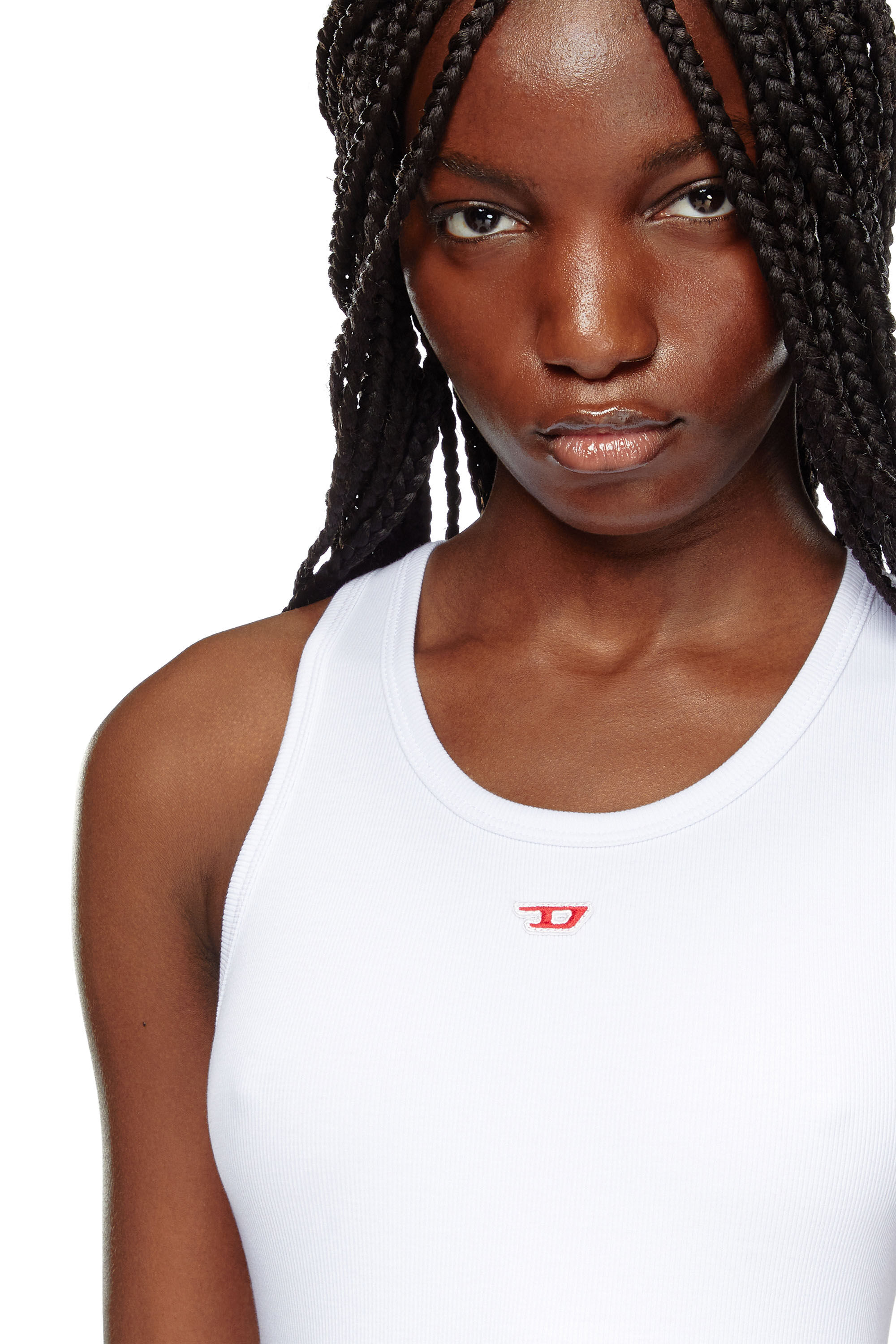 Diesel - D-TANK-LONG-D, Robe débardeur courte avec logo D Femme in Blanc - 4