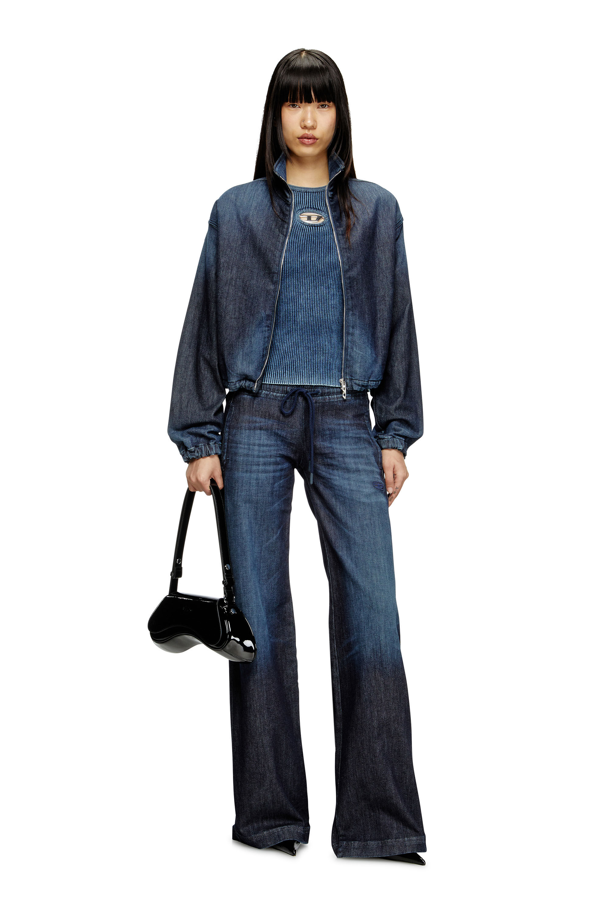 Diesel - M-ANCHOR-A-SL, Débardeur en maille côtelée avec Oval D Femme in Bleu - 1