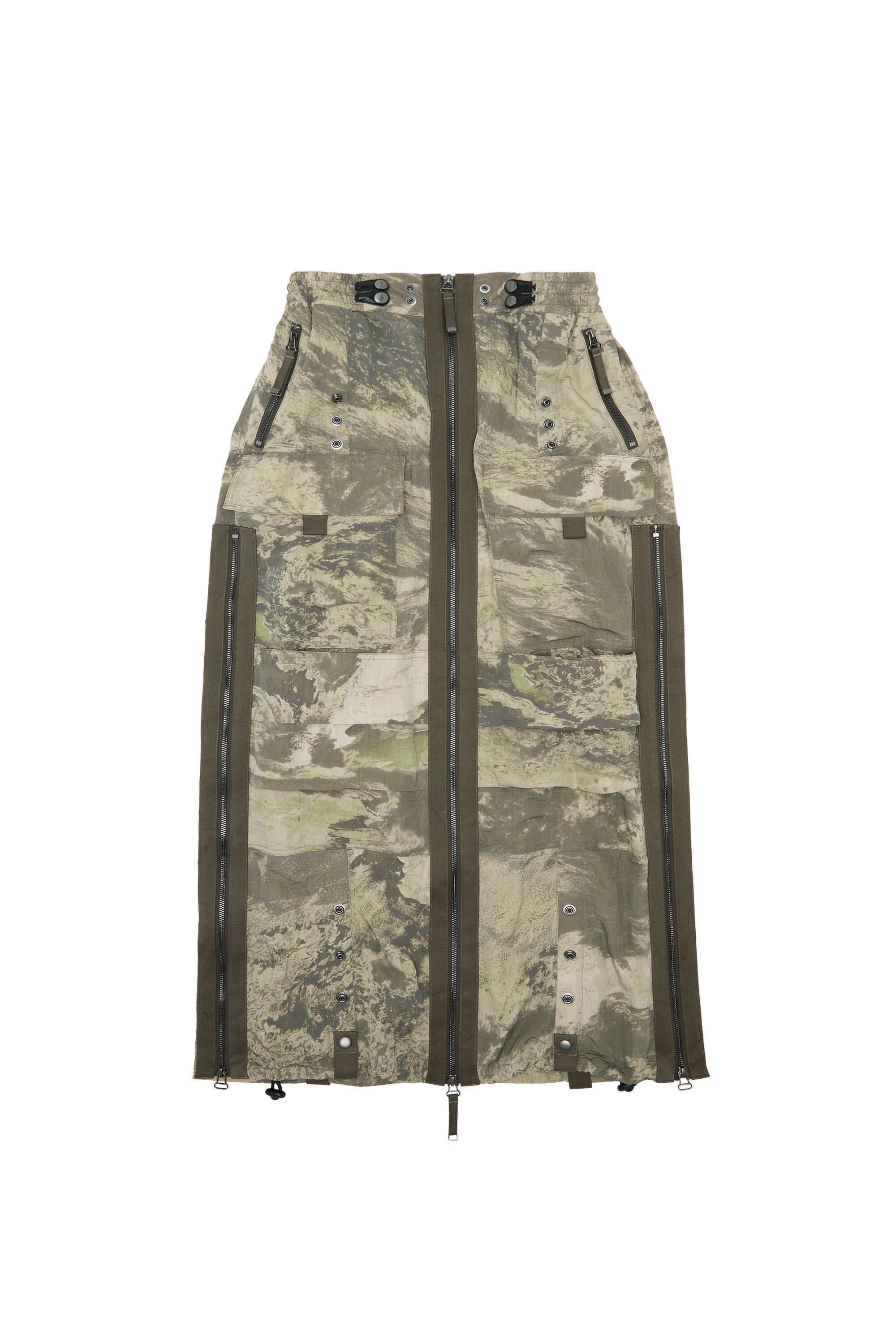 Diesel - O-CREP-N1, Female Long skirt with cargo pockets in Green - Image 2
