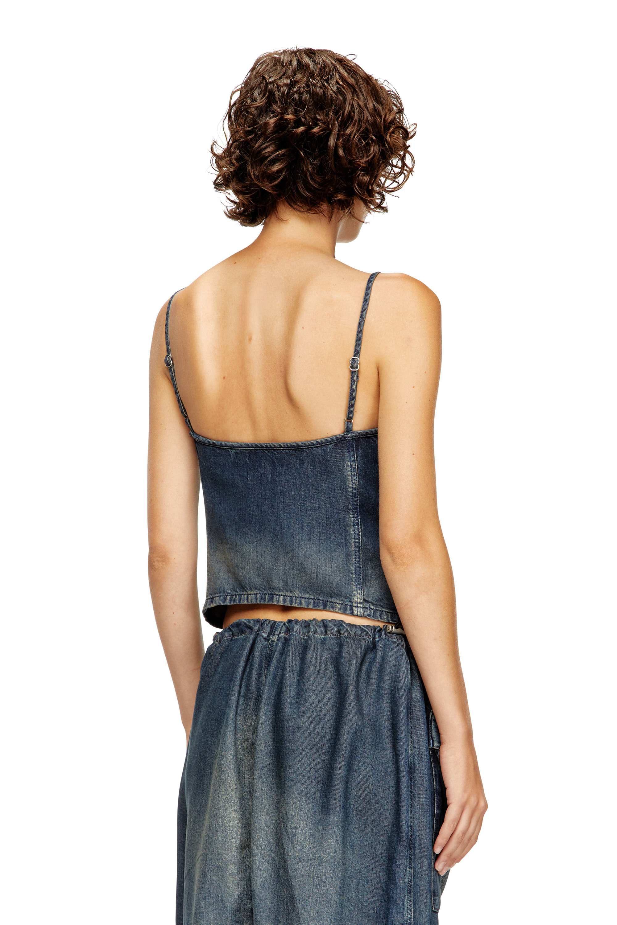 Diesel - DE-MELLIS-S, Female's Top in gradient fluid denim in Dark Blue - 3